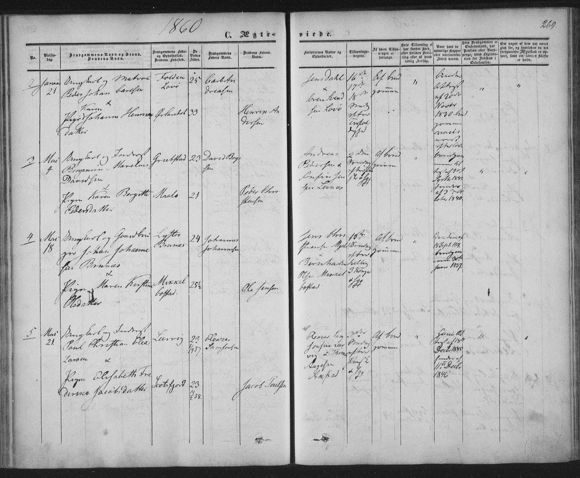 Ministerialprotokoller, klokkerbøker og fødselsregistre - Nordland, AV/SAT-A-1459/855/L0800: Parish register (official) no. 855A08, 1852-1864, p. 269