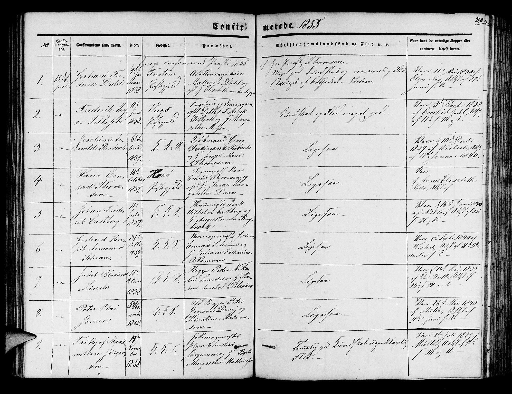 Korskirken sokneprestembete, SAB/A-76101/H/Hab: Parish register (copy) no. C 1, 1839-1868, p. 262