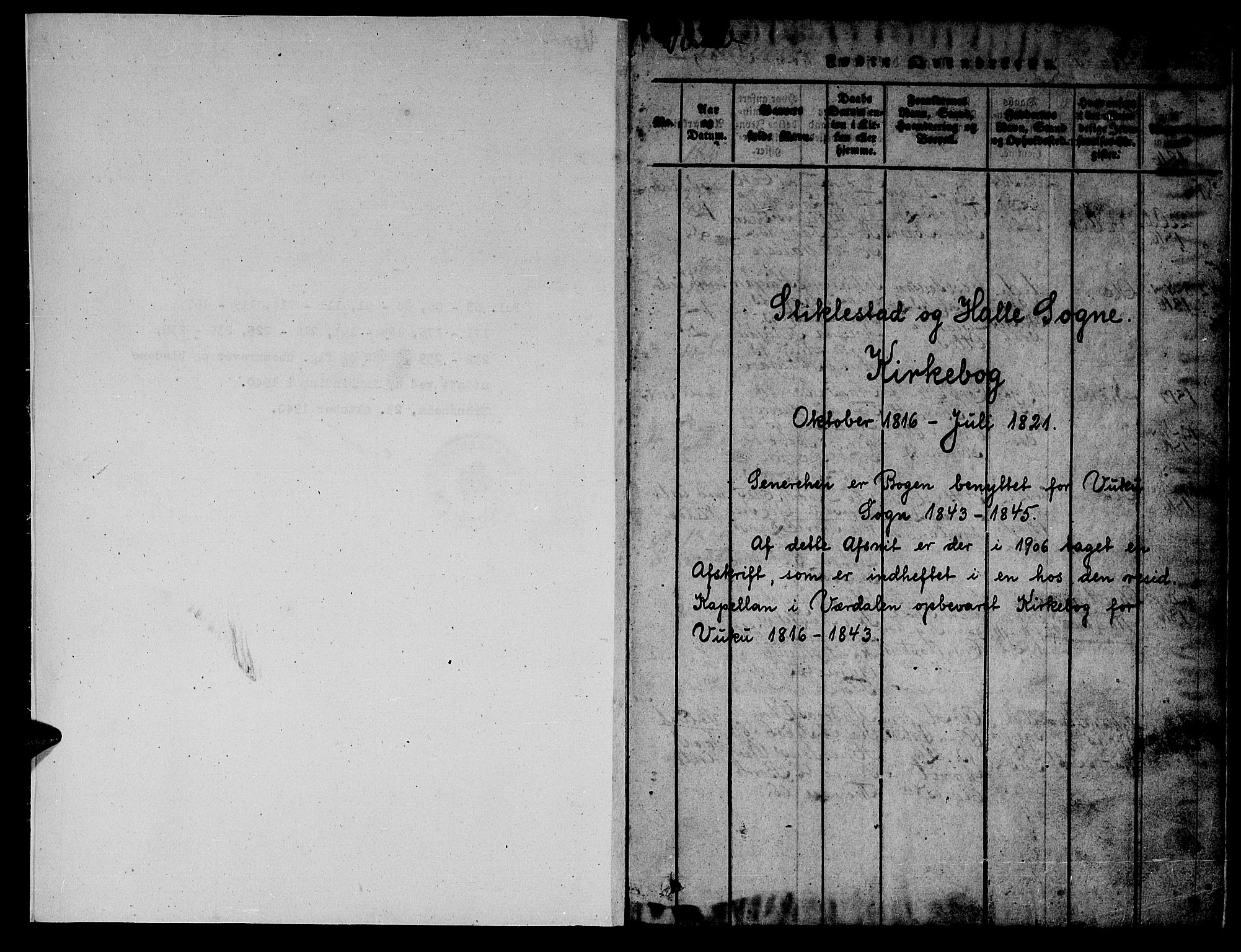 Ministerialprotokoller, klokkerbøker og fødselsregistre - Nord-Trøndelag, AV/SAT-A-1458/723/L0251: Parish register (copy) no. 723C01 /1, 1816-1831, p. 1