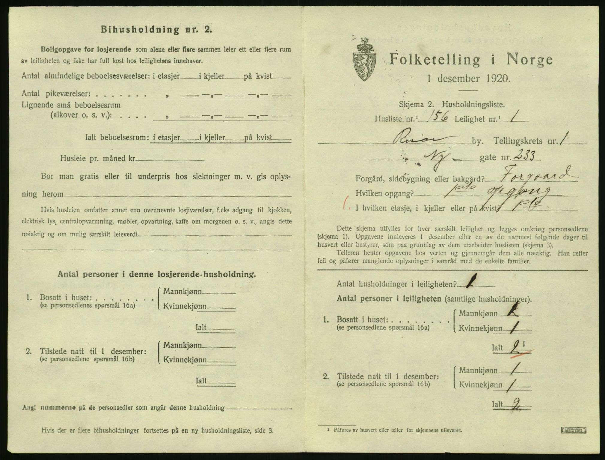 SAK, 1920 census for Risør, 1920, p. 1727