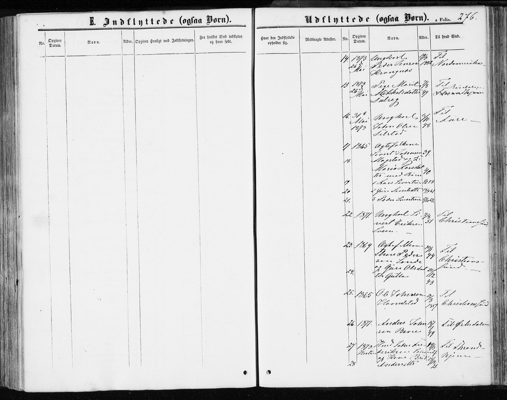 Ministerialprotokoller, klokkerbøker og fødselsregistre - Møre og Romsdal, SAT/A-1454/595/L1045: Parish register (official) no. 595A07, 1863-1873, p. 276