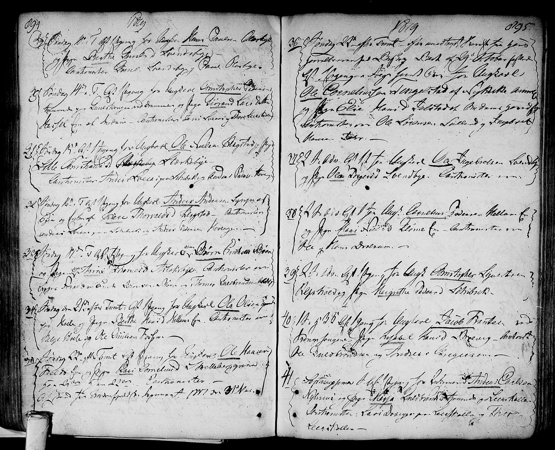 Modum kirkebøker, AV/SAKO-A-234/F/Fa/L0003: Parish register (official) no. 3, 1783-1819, p. 894-895