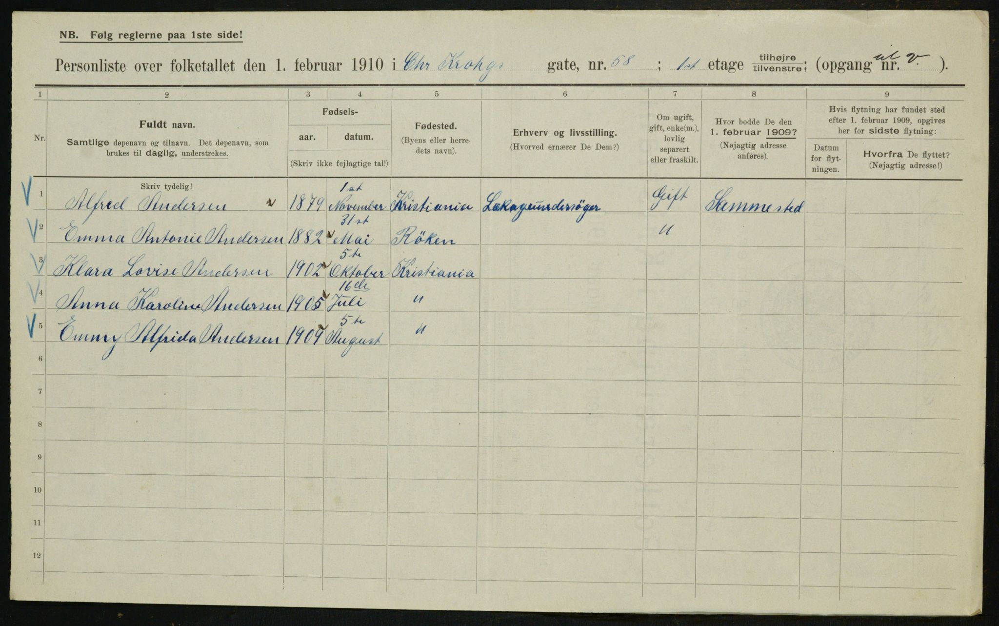 OBA, Municipal Census 1910 for Kristiania, 1910, p. 11823