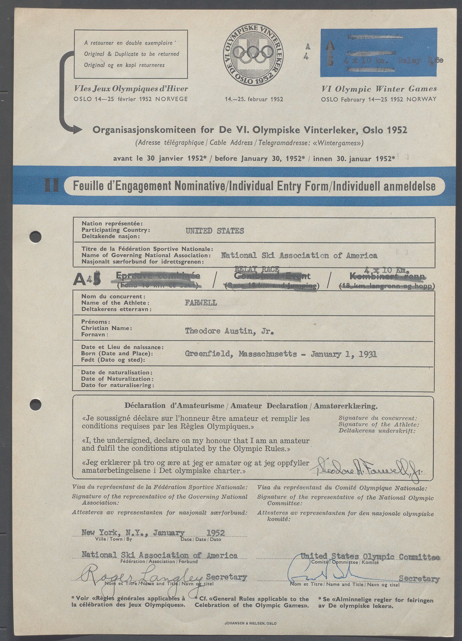 Organisasjonskomiteen for de VI. olympiske vinterleker, OBA/A-20130/H/Ha, 1951-1952, p. 198