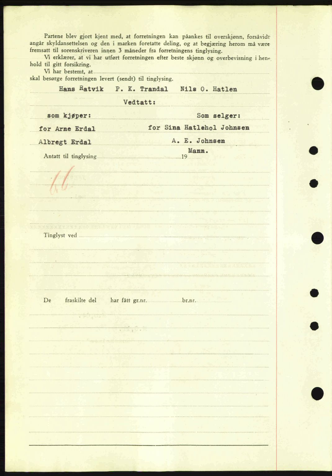 Nordre Sunnmøre sorenskriveri, AV/SAT-A-0006/1/2/2C/2Ca: Mortgage book no. A10, 1940-1941, Diary no: : 6/1941