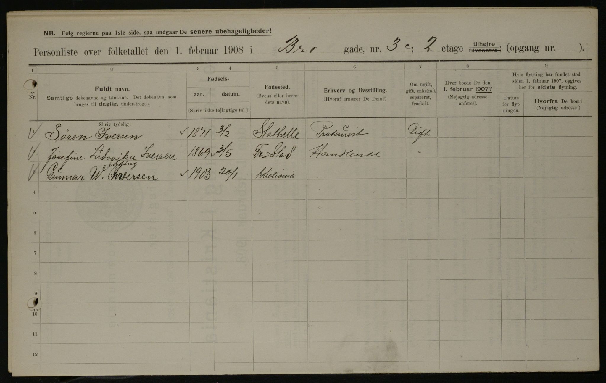 OBA, Municipal Census 1908 for Kristiania, 1908, p. 9268