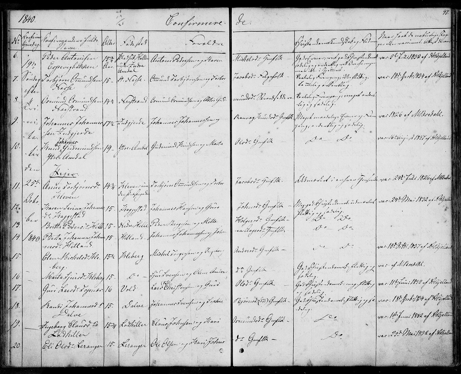 Nedstrand sokneprestkontor, AV/SAST-A-101841/01/IV: Parish register (official) no. A 8, 1839-1860, p. 97