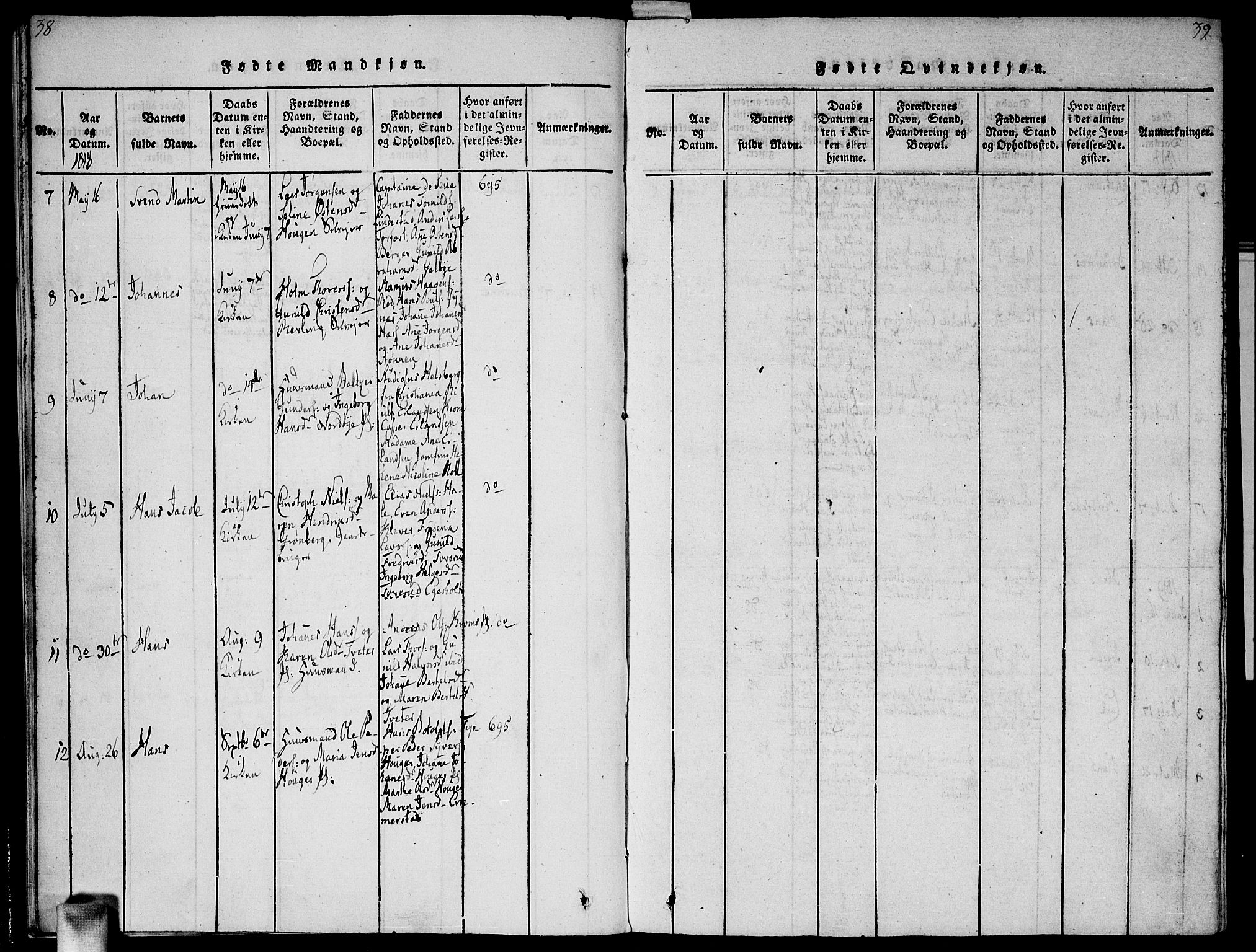 Vestby prestekontor Kirkebøker, AV/SAO-A-10893/G/Ga/L0001: Parish register (copy) no. I 1, 1814-1827, p. 38-39