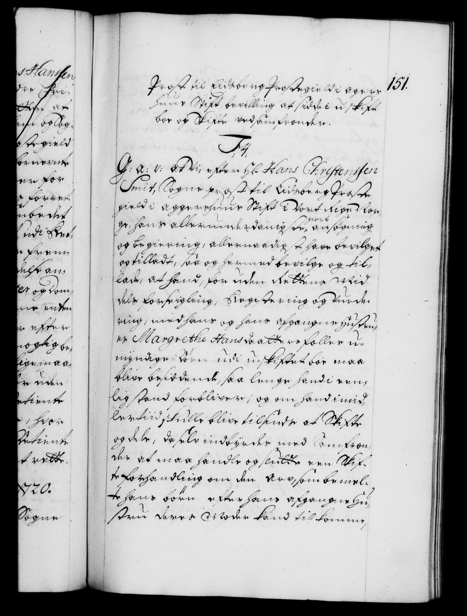 Danske Kanselli 1572-1799, AV/RA-EA-3023/F/Fc/Fca/Fcaa/L0023: Norske registre, 1720-1722, p. 151a