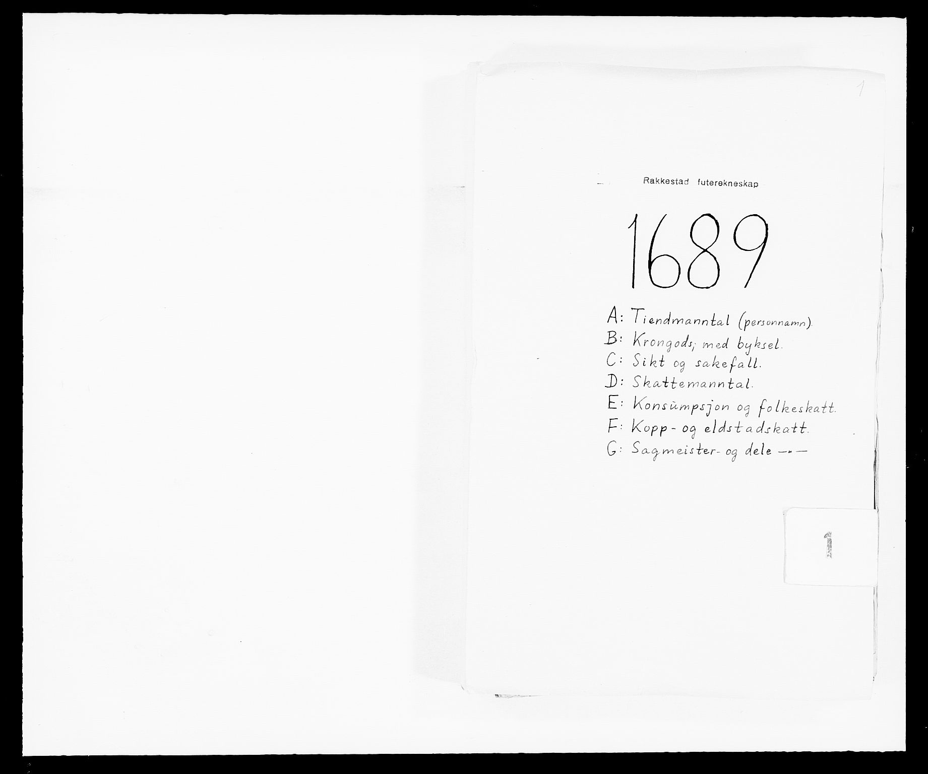 Rentekammeret inntil 1814, Reviderte regnskaper, Fogderegnskap, RA/EA-4092/R05/L0277: Fogderegnskap Rakkestad, 1689-1690, p. 1