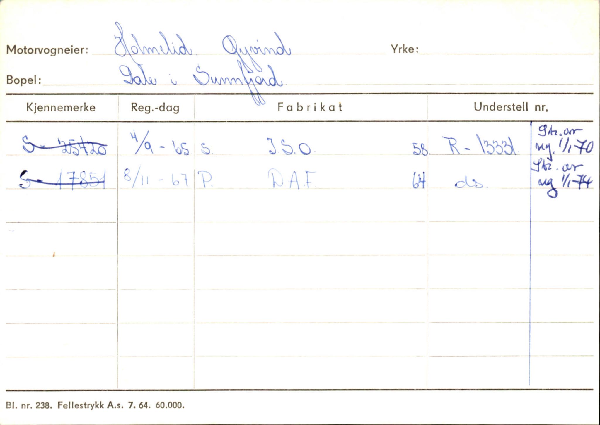 Statens vegvesen, Sogn og Fjordane vegkontor, AV/SAB-A-5301/4/F/L0125: Eigarregister Sogndal V-Å. Aurland A-Å. Fjaler A-N, 1945-1975, p. 2061