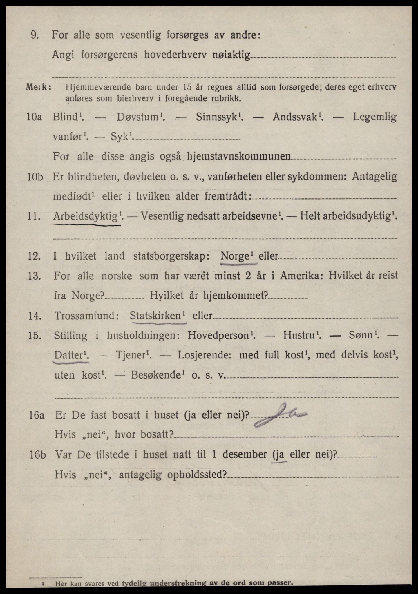 SAT, 1920 census for Volda, 1920, p. 6745