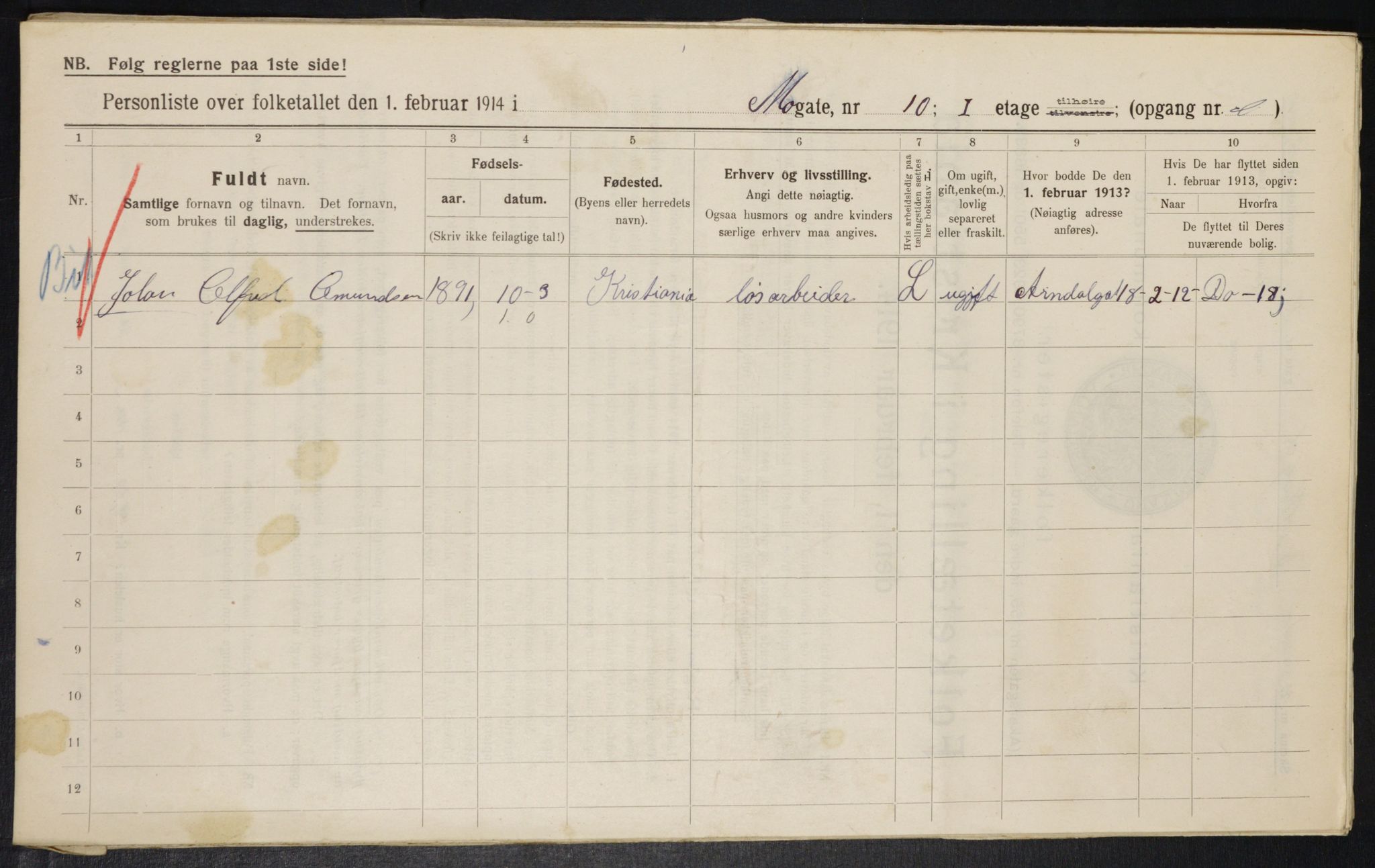 OBA, Municipal Census 1914 for Kristiania, 1914, p. 65351