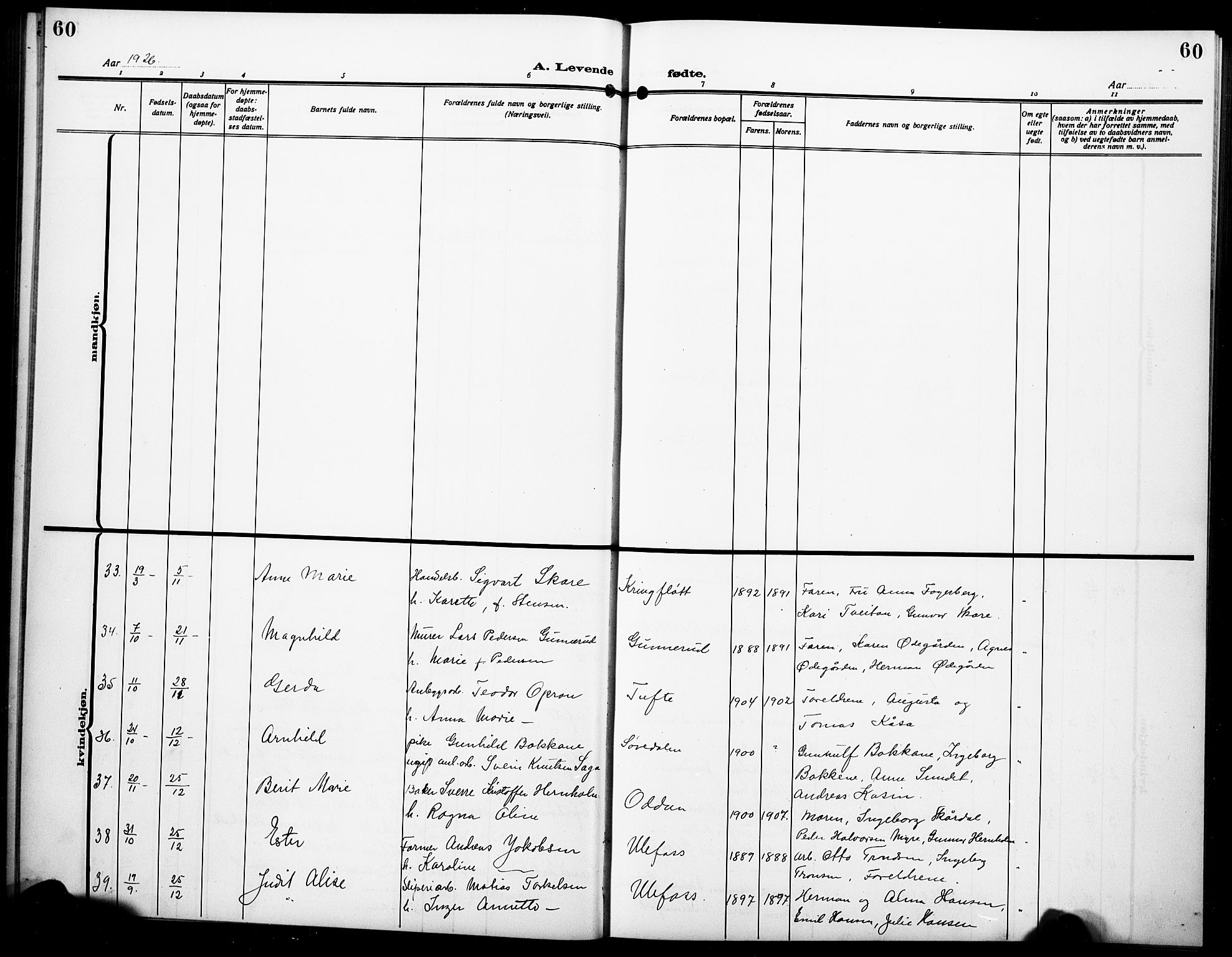 Holla kirkebøker, AV/SAKO-A-272/G/Ga/L0006: Parish register (copy) no. I 6, 1917-1928, p. 60