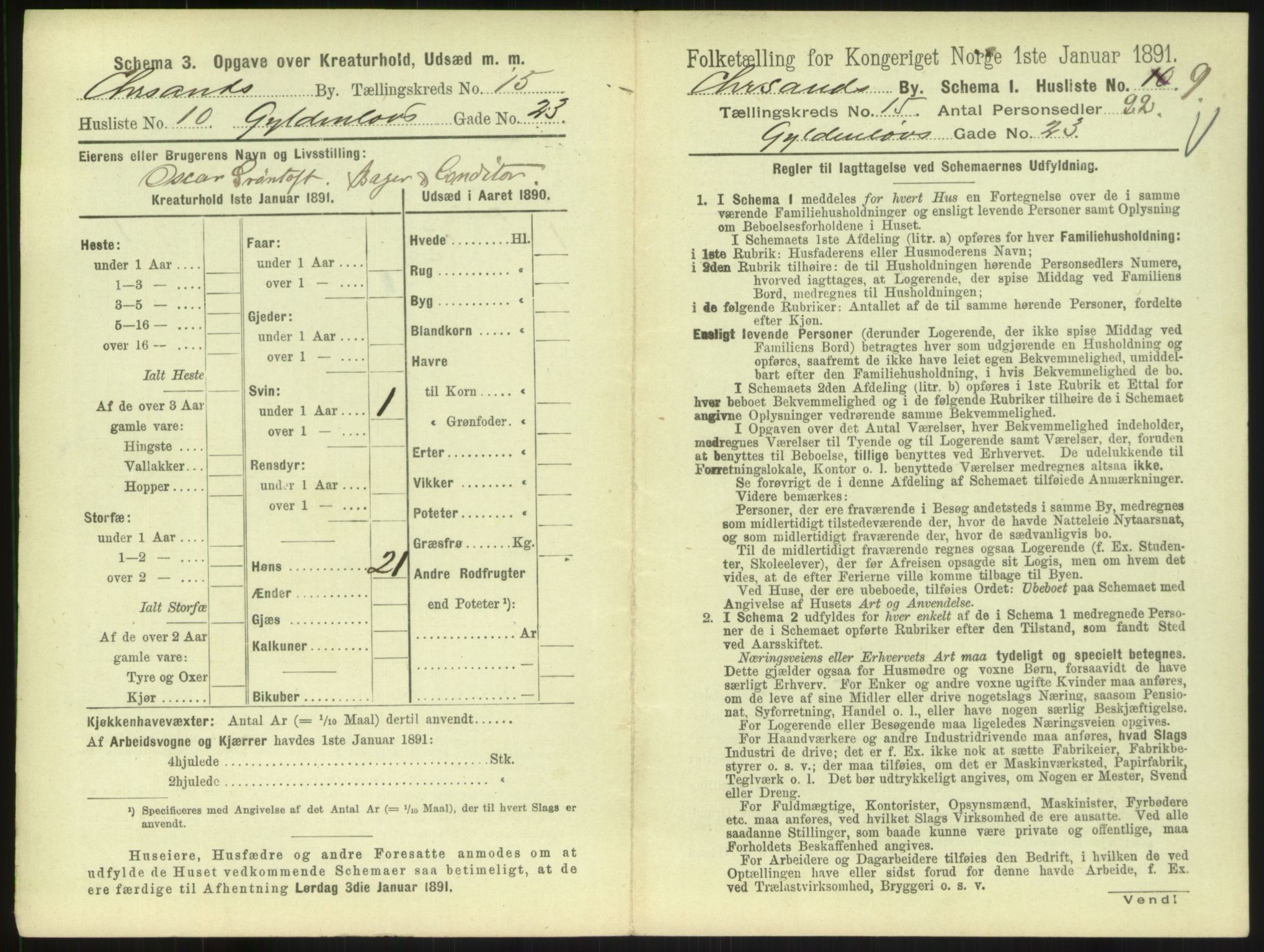 RA, 1891 census for 1001 Kristiansand, 1891, p. 928