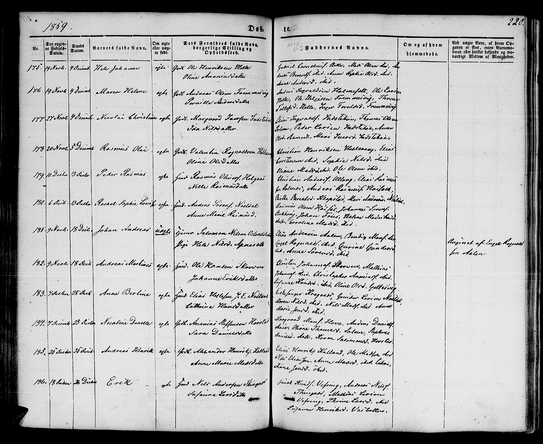 Førde sokneprestembete, SAB/A-79901/H/Haa/Haaa/L0007: Parish register (official) no. A 7, 1843-1860, p. 220