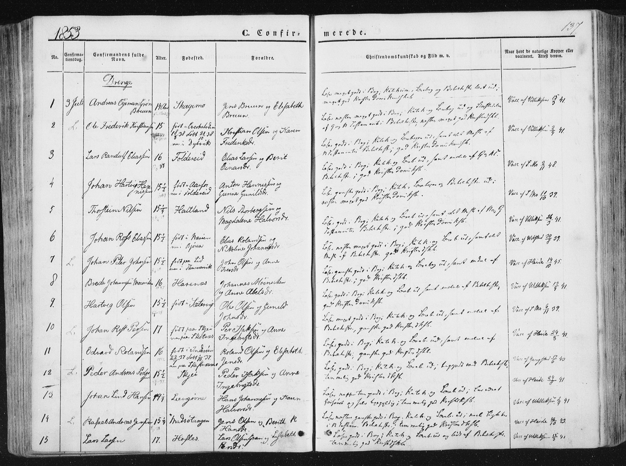 Ministerialprotokoller, klokkerbøker og fødselsregistre - Nord-Trøndelag, SAT/A-1458/780/L0640: Parish register (official) no. 780A05, 1845-1856, p. 137