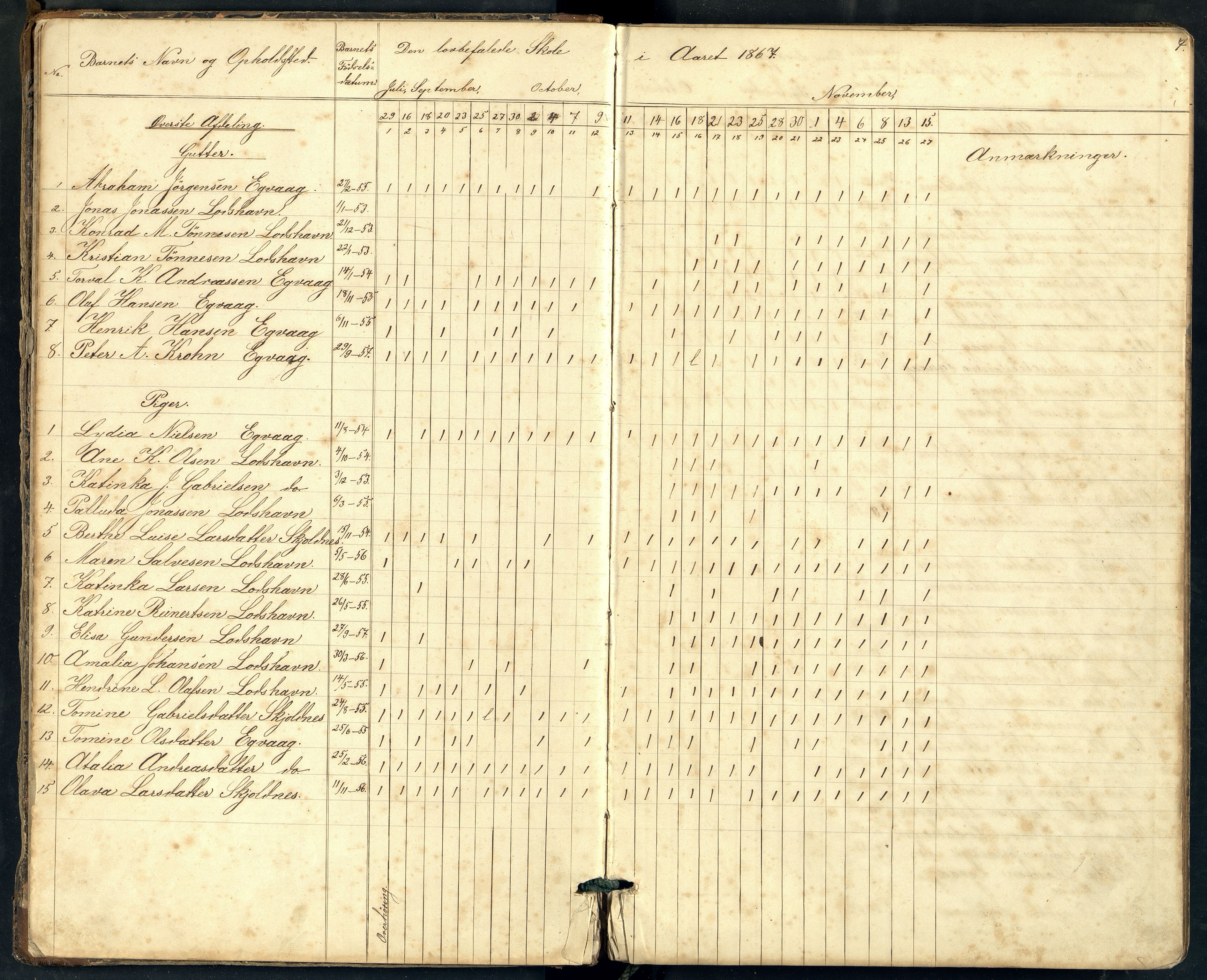 Lista kommune - Eikvåg Skole, ARKSOR/1003LI551/I/L0001: Dagbok, 1864-1885