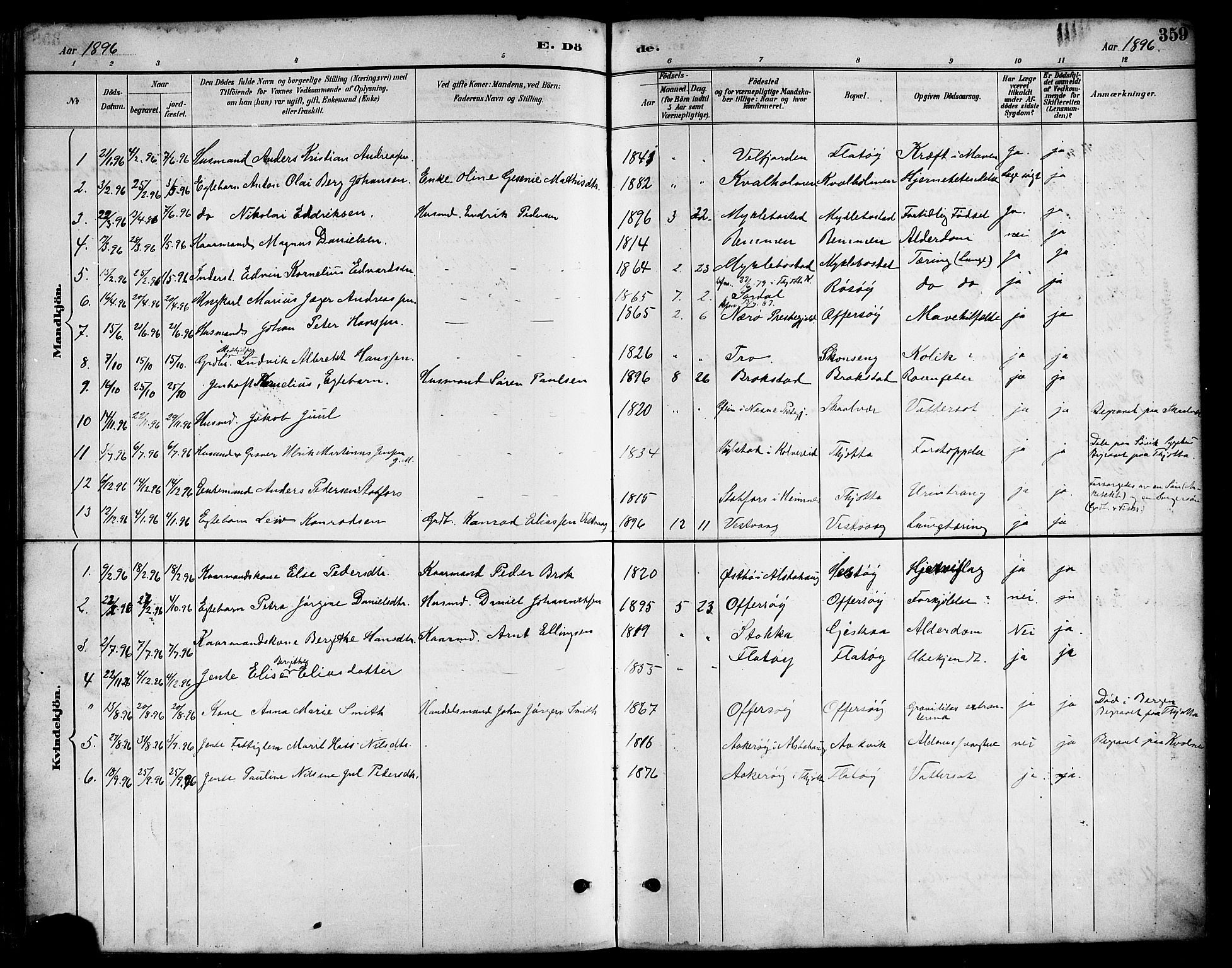 Ministerialprotokoller, klokkerbøker og fødselsregistre - Nordland, AV/SAT-A-1459/817/L0268: Parish register (copy) no. 817C03, 1884-1920, p. 359