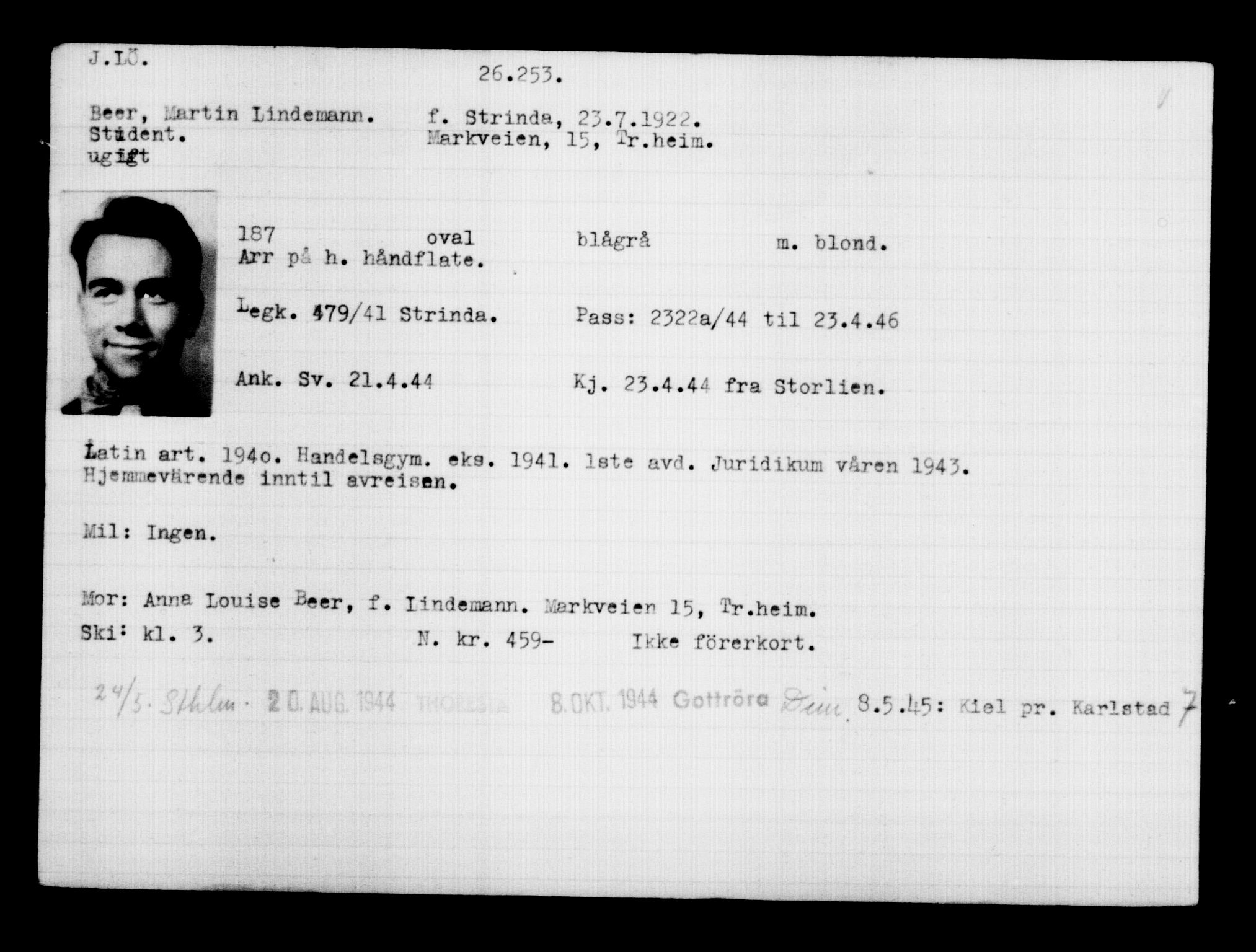 Den Kgl. Norske Legasjons Flyktningskontor, AV/RA-S-6753/V/Va/L0011: Kjesäterkartoteket.  Flyktningenr. 25300-28349, 1940-1945, p. 1004
