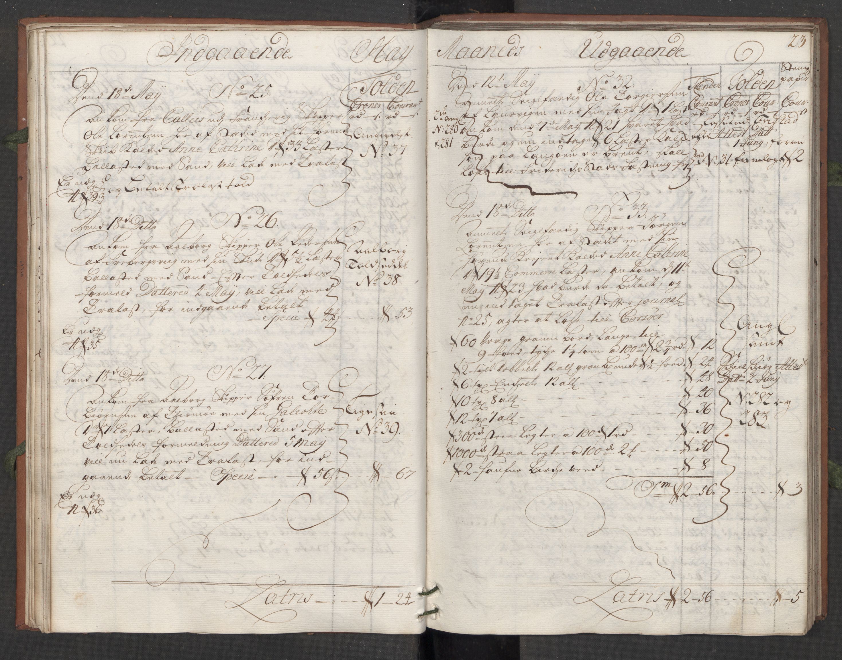 Generaltollkammeret, tollregnskaper, AV/RA-EA-5490/R09/L0008/0001: Tollregnskaper Holmestrand / Hovedtollbok, 1733, p. 22b-23a