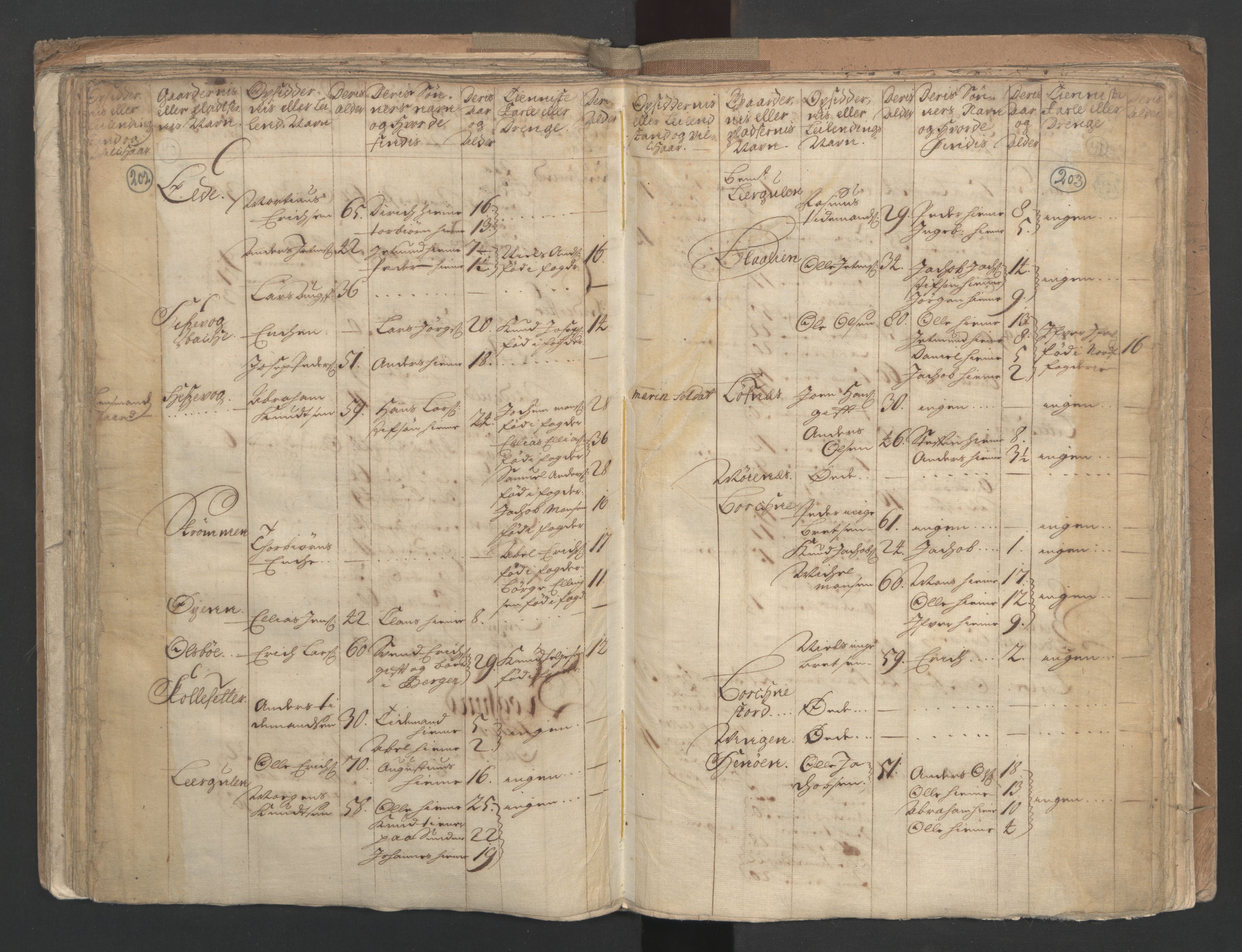 RA, Census (manntall) 1701, no. 9: Sunnfjord fogderi, Nordfjord fogderi and Svanø birk, 1701, p. 202-203