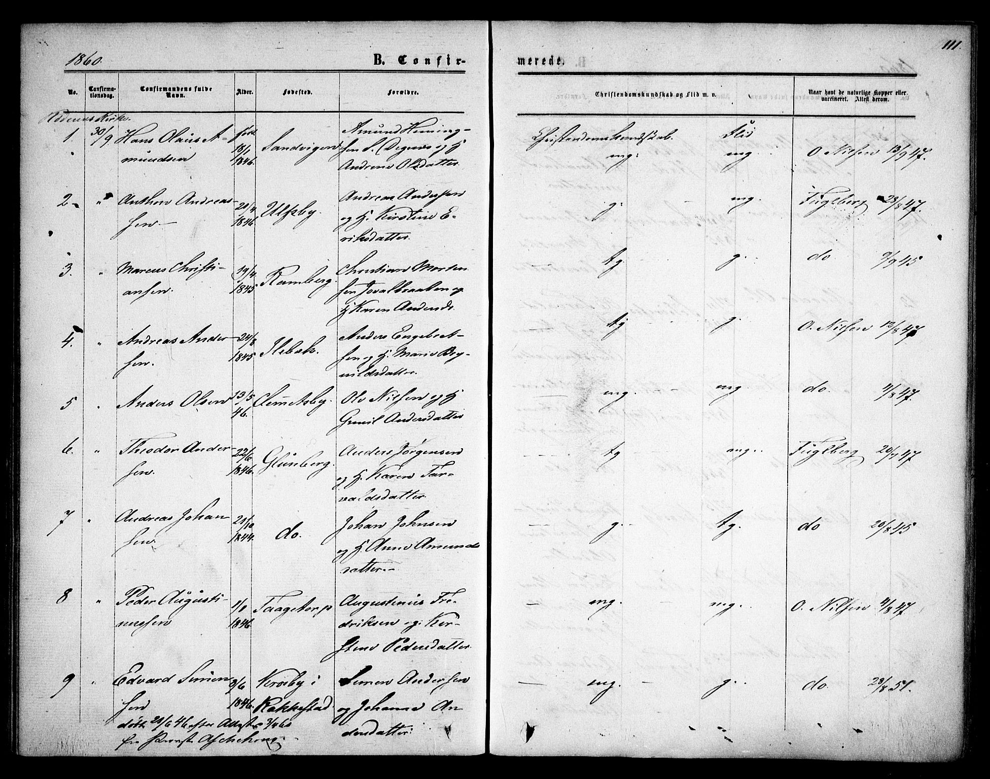 Rødenes prestekontor Kirkebøker, AV/SAO-A-2005/F/Fa/L0007: Parish register (official) no. I 7, 1860-1869, p. 111