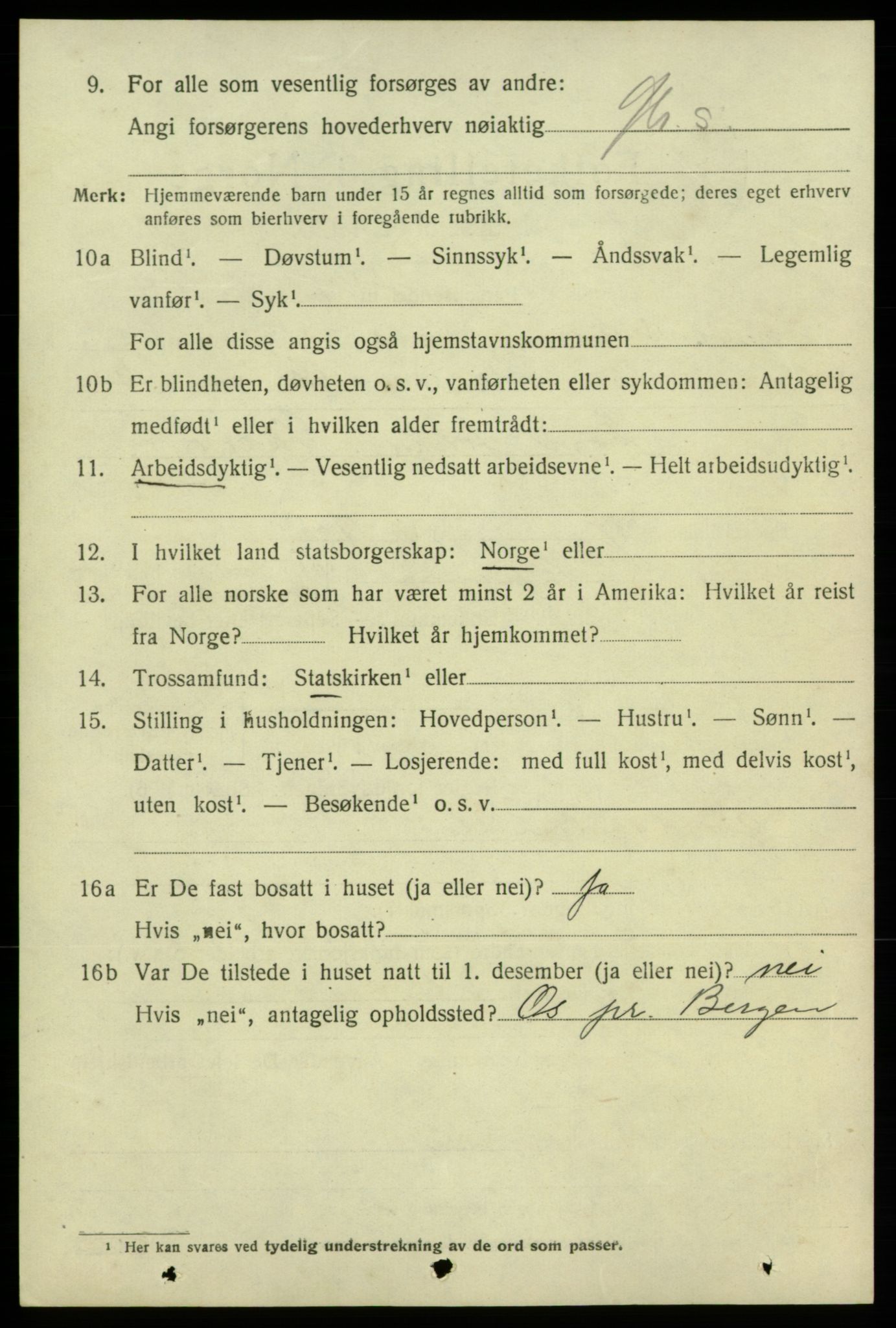 SAB, 1920 census for Strandebarm, 1920, p. 3765