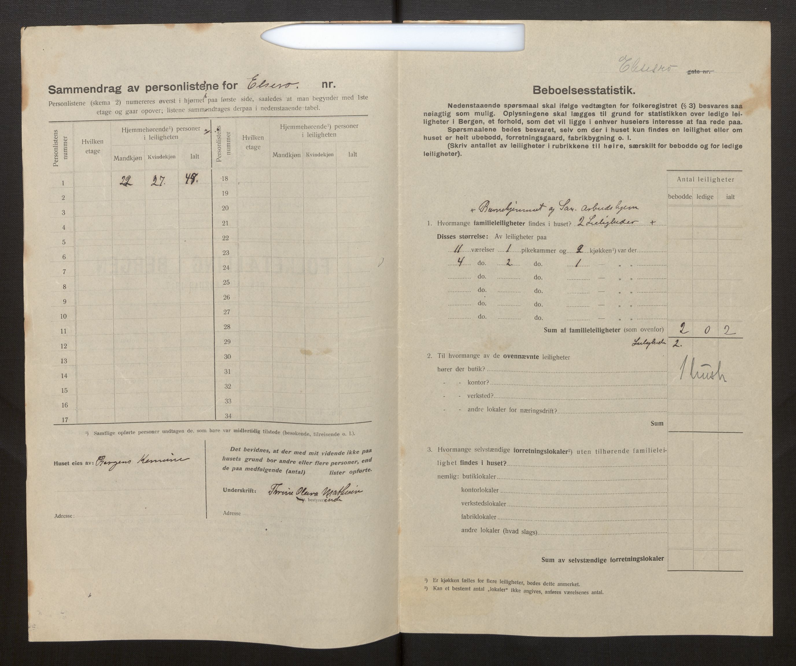 SAB, Municipal Census 1917 for Bergen, 1917, p. 6570