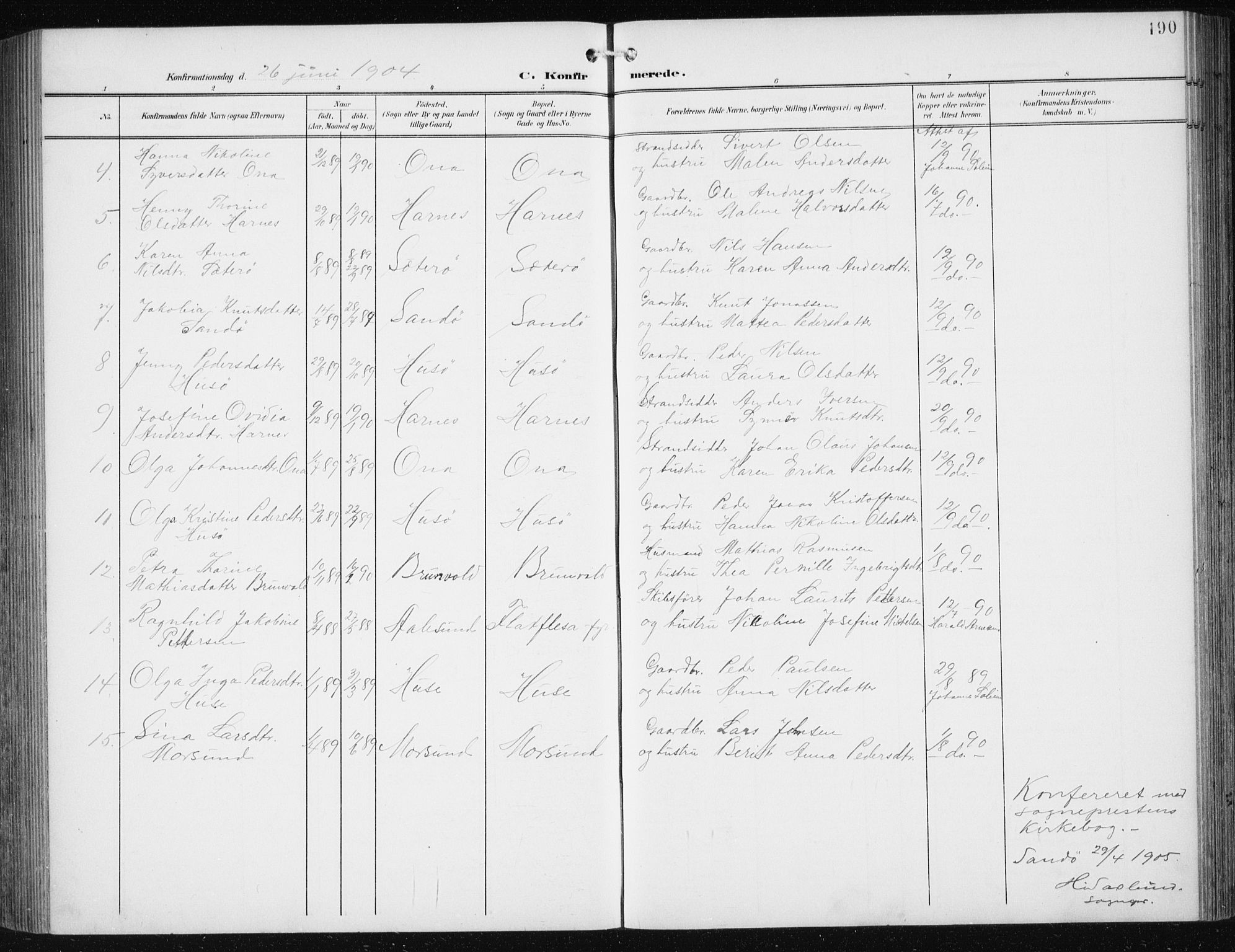 Ministerialprotokoller, klokkerbøker og fødselsregistre - Møre og Romsdal, AV/SAT-A-1454/561/L0733: Parish register (copy) no. 561C03, 1900-1940, p. 190