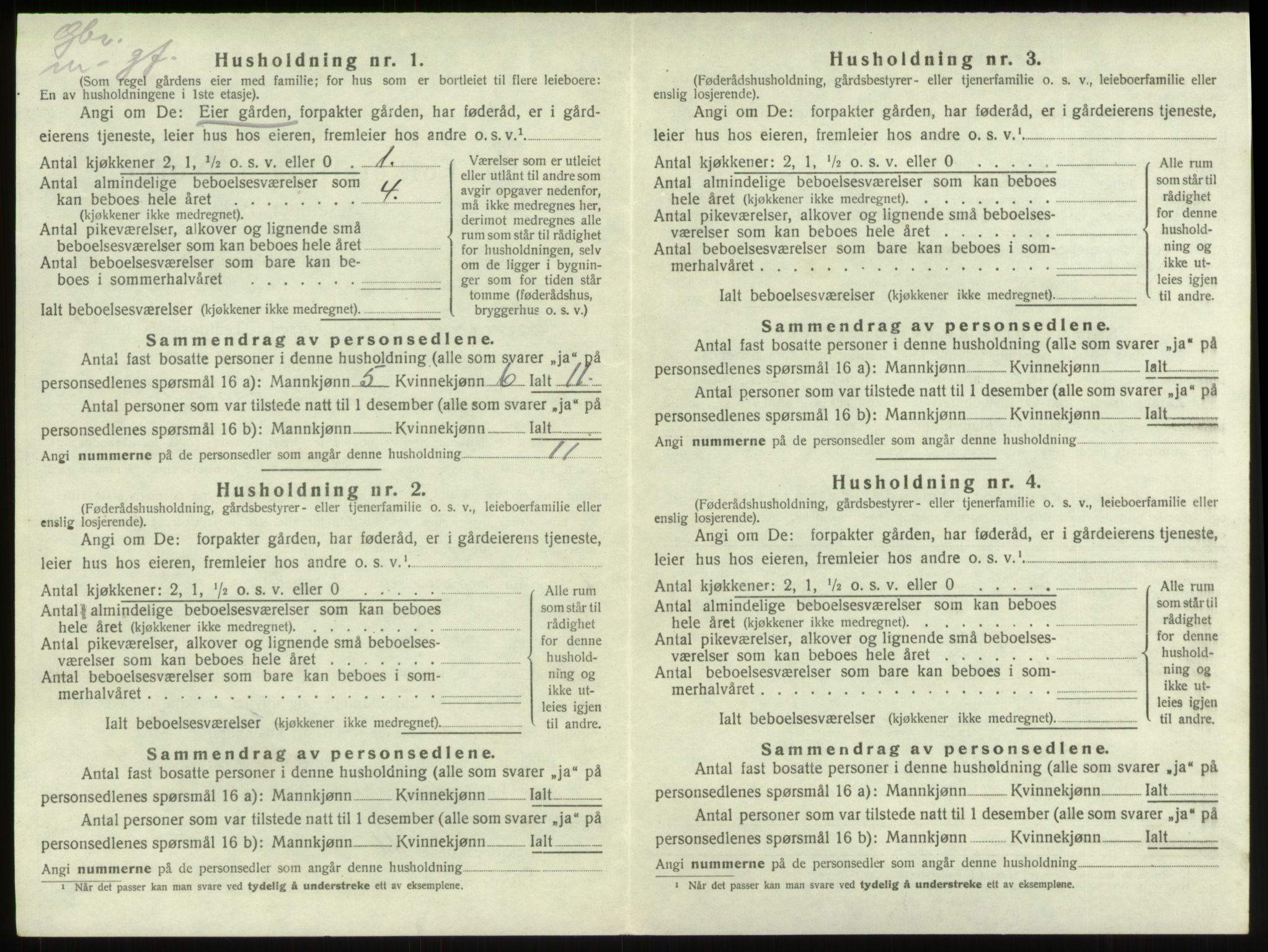 SAB, 1920 census for Innvik, 1920, p. 546