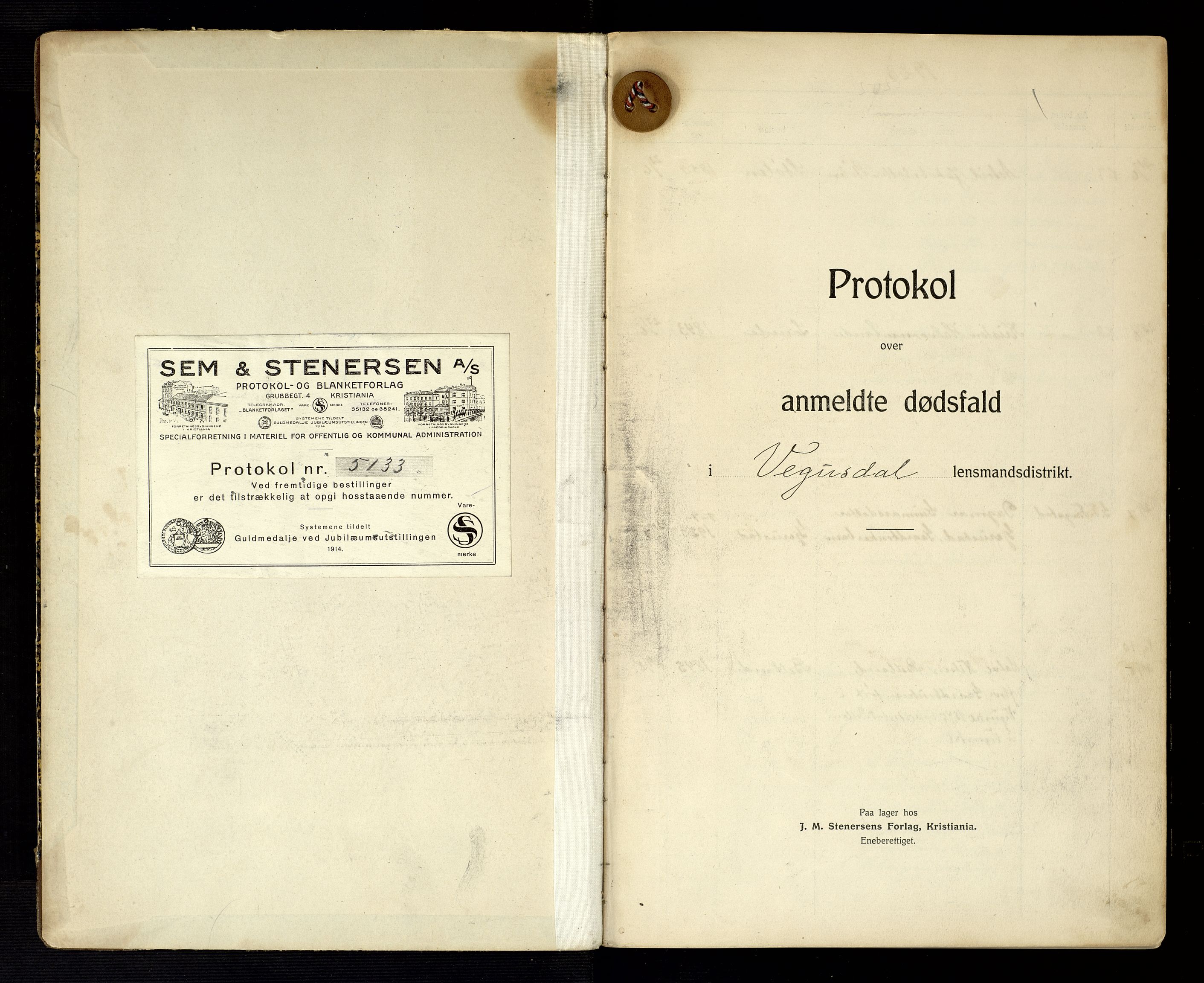 Vegusdal lensmannskontor, SAK/1241-0048/F/Fe/L0001/0002: Dødsfallsprotokoller / Dødsfallsprotokoll, 1923-1939