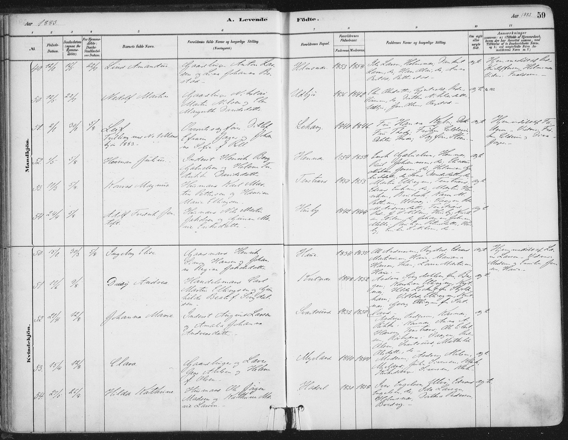Ministerialprotokoller, klokkerbøker og fødselsregistre - Nordland, SAT/A-1459/888/L1244: Parish register (official) no. 888A10, 1880-1890, p. 59