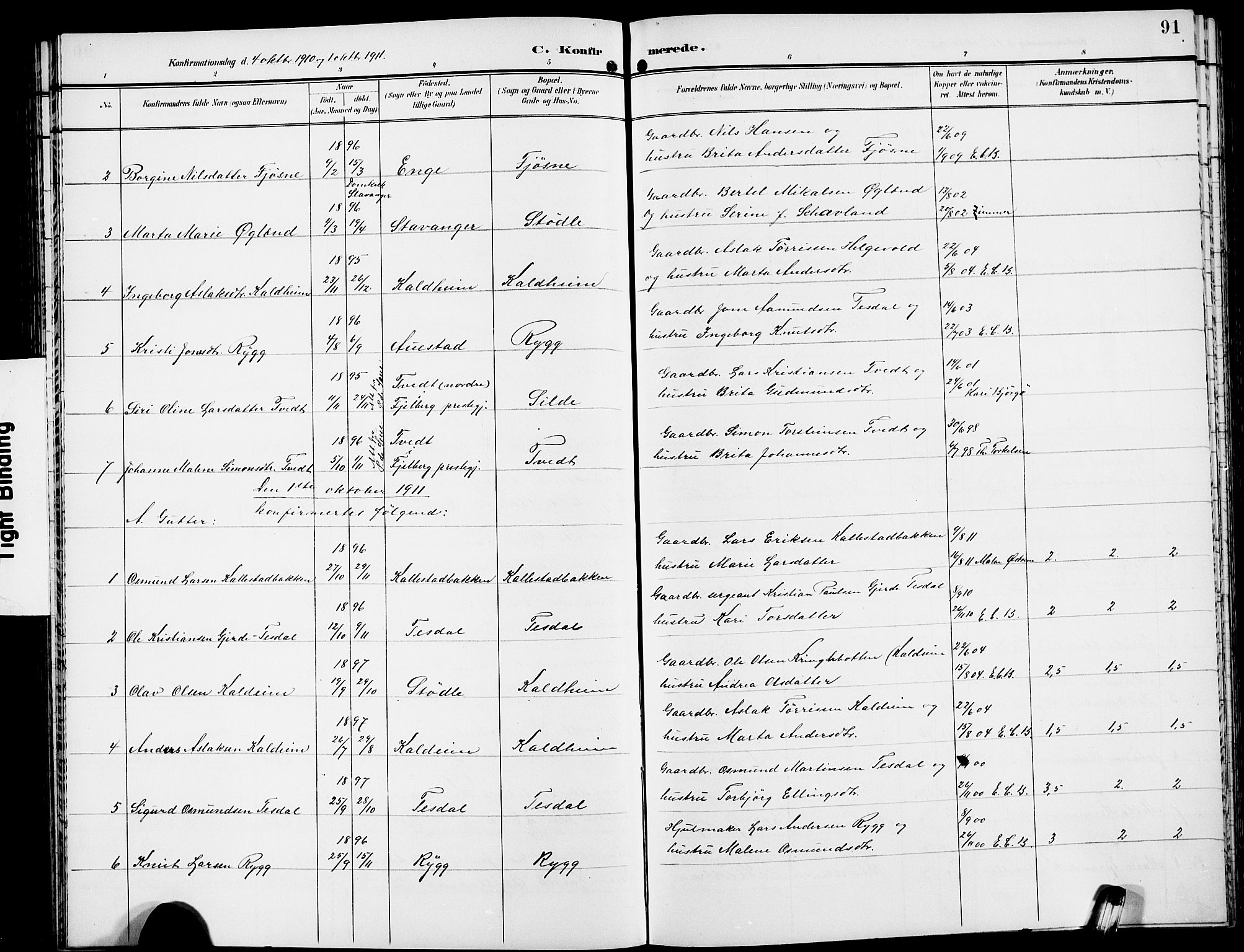 Etne sokneprestembete, SAB/A-75001/H/Hab: Parish register (copy) no. A 6, 1897-1924, p. 91