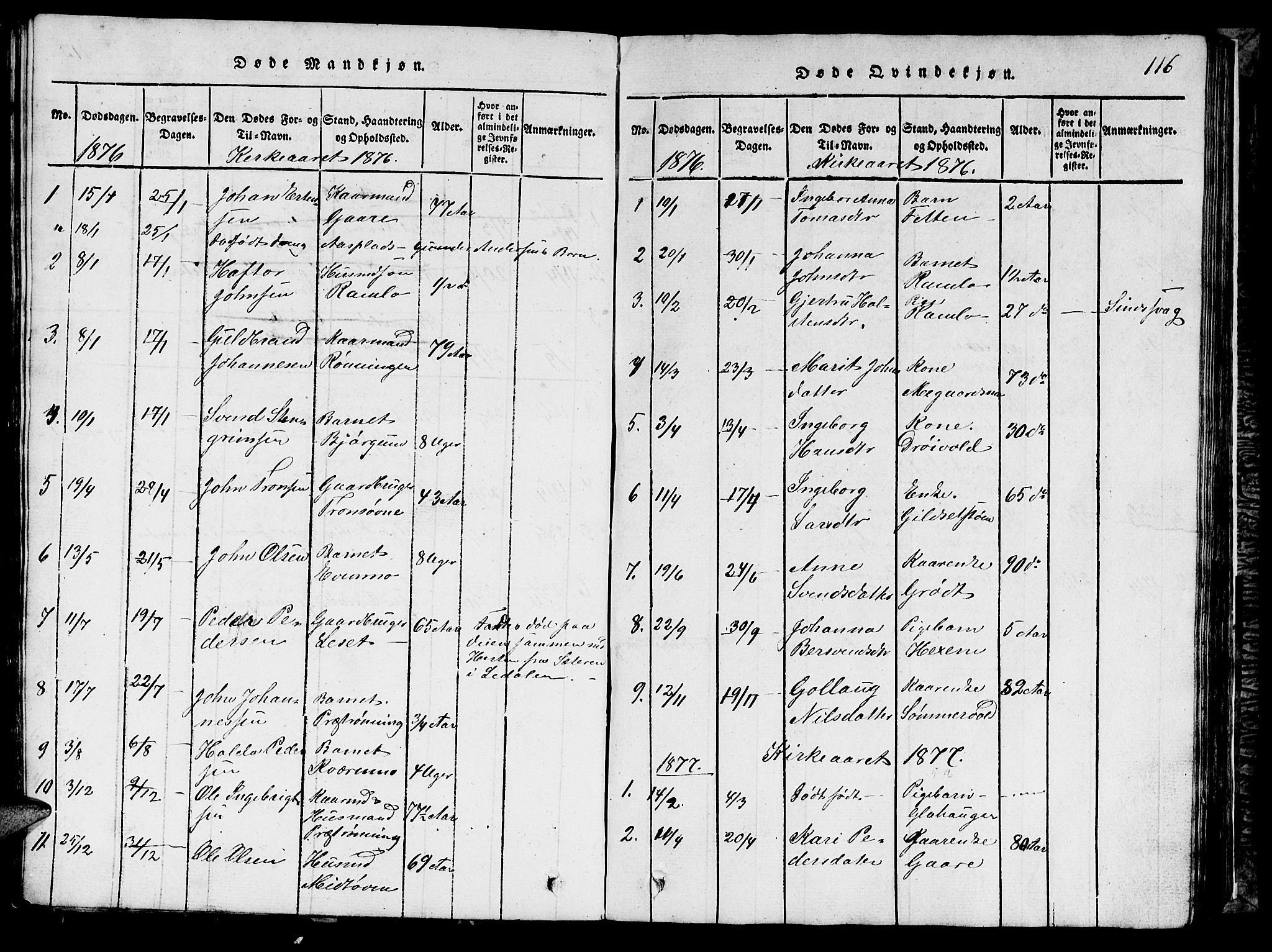 Ministerialprotokoller, klokkerbøker og fødselsregistre - Sør-Trøndelag, SAT/A-1456/685/L0976: Parish register (copy) no. 685C01, 1817-1878, p. 116