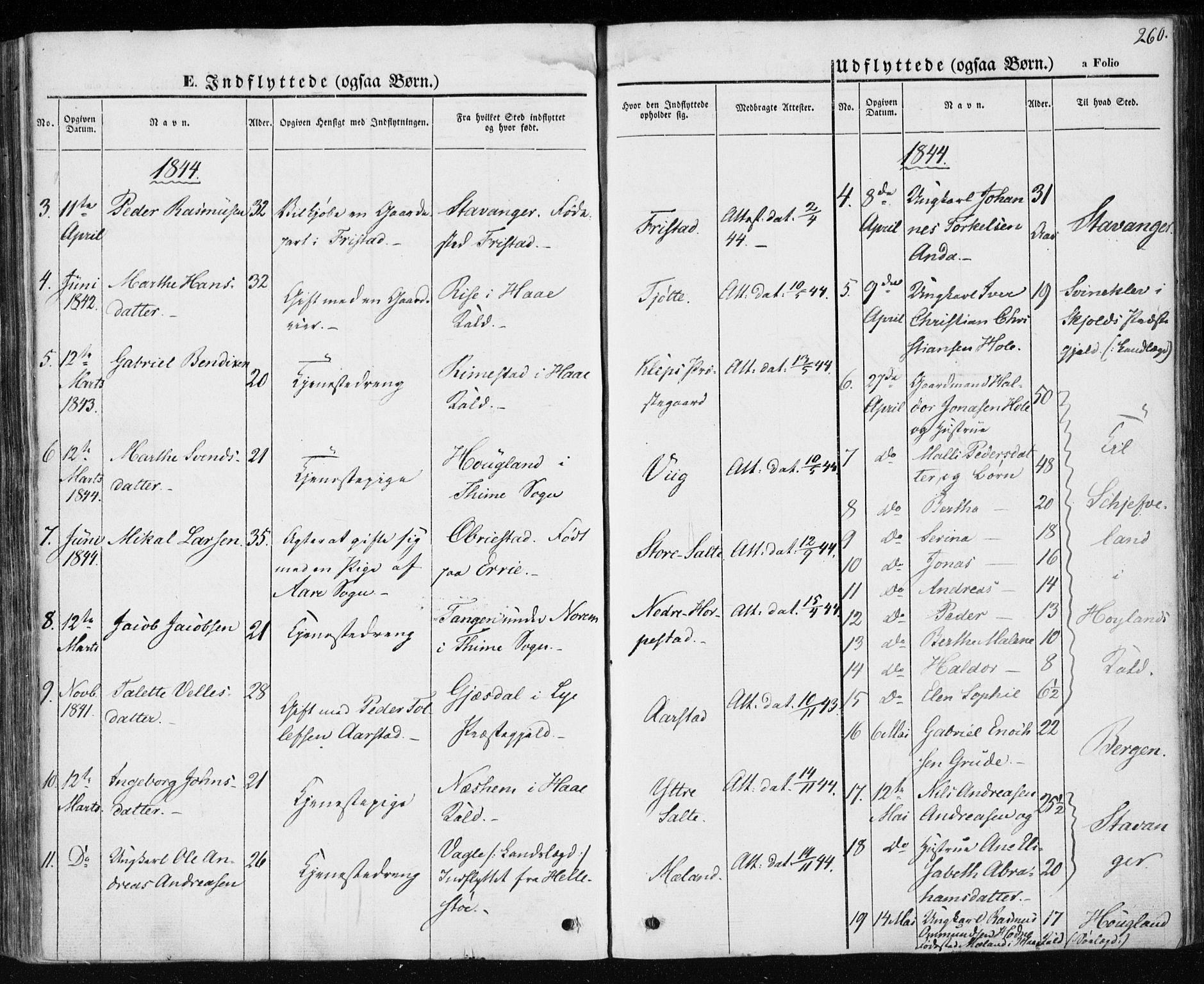 Klepp sokneprestkontor, AV/SAST-A-101803/001/3/30BA/L0004: Parish register (official) no. A 4, 1842-1852, p. 260