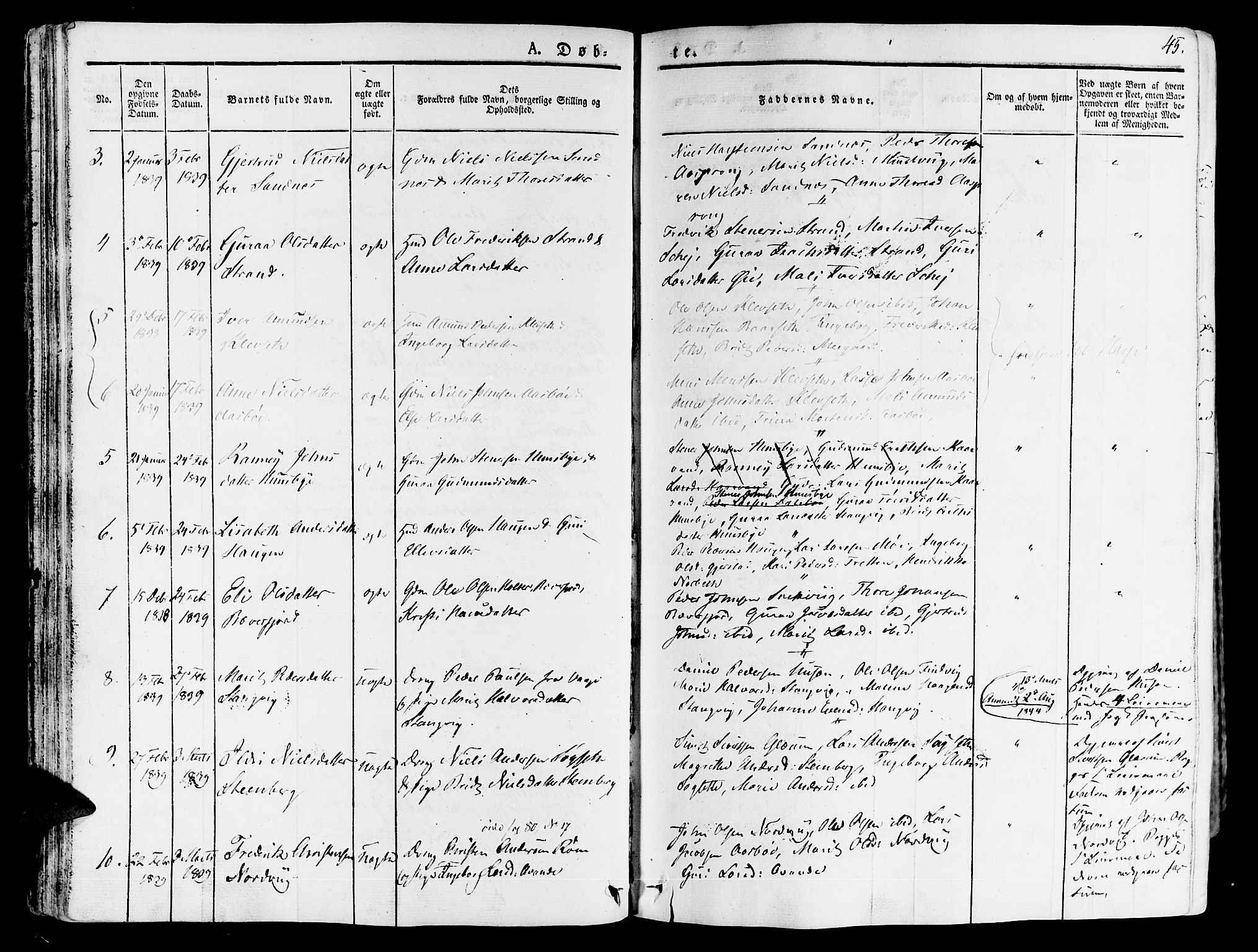 Ministerialprotokoller, klokkerbøker og fødselsregistre - Møre og Romsdal, AV/SAT-A-1454/592/L1024: Parish register (official) no. 592A03 /1, 1831-1849, p. 45