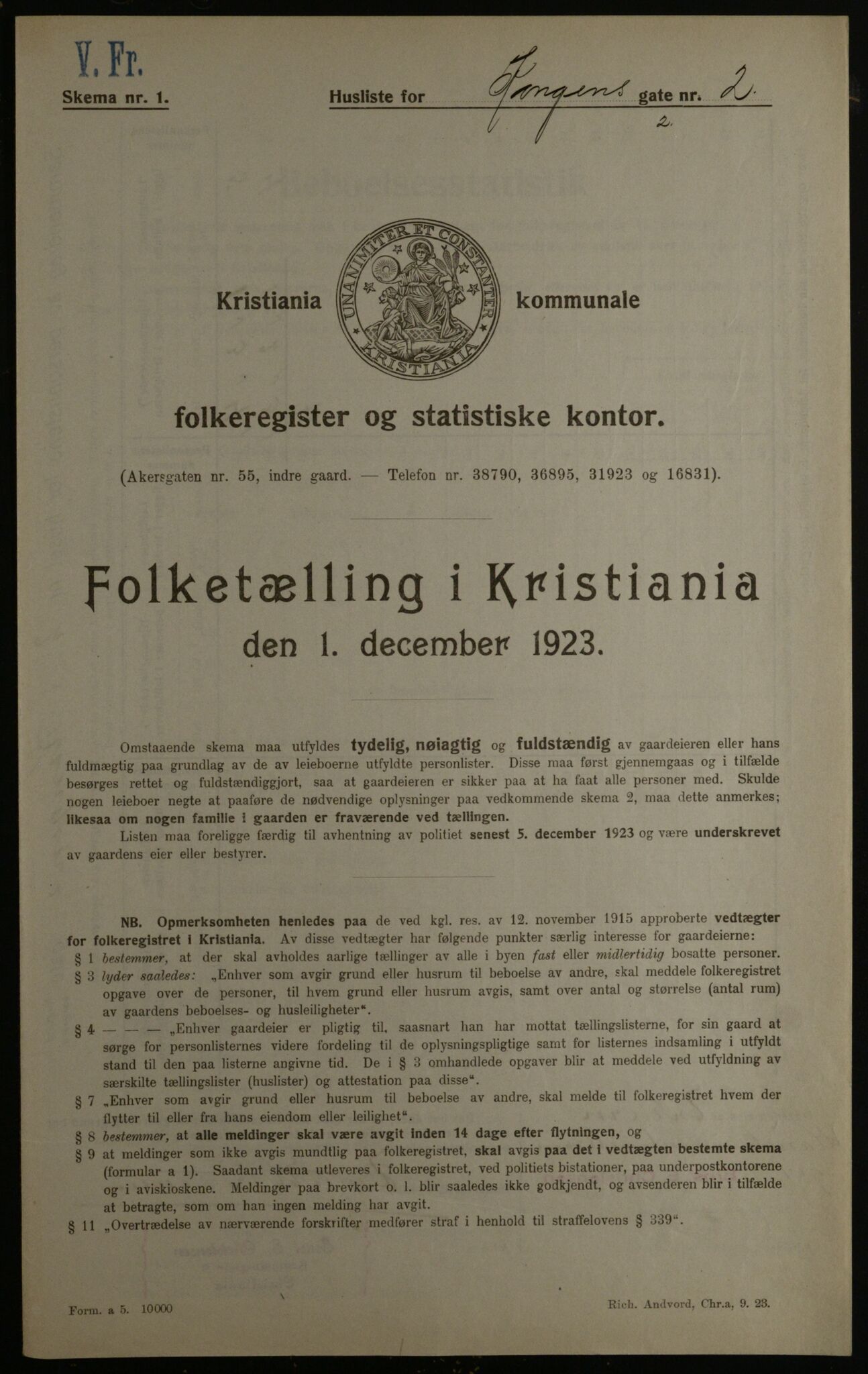 OBA, Municipal Census 1923 for Kristiania, 1923, p. 58806