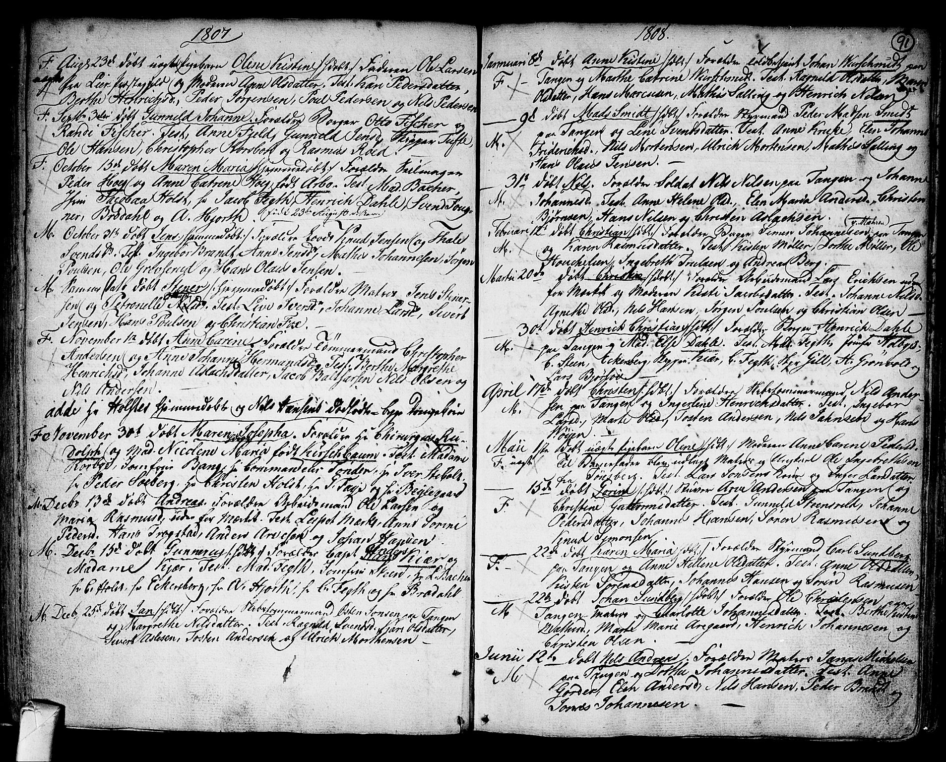 Strømsø kirkebøker, SAKO/A-246/F/Fb/L0002: Parish register (official) no. II 2, 1739-1814, p. 91