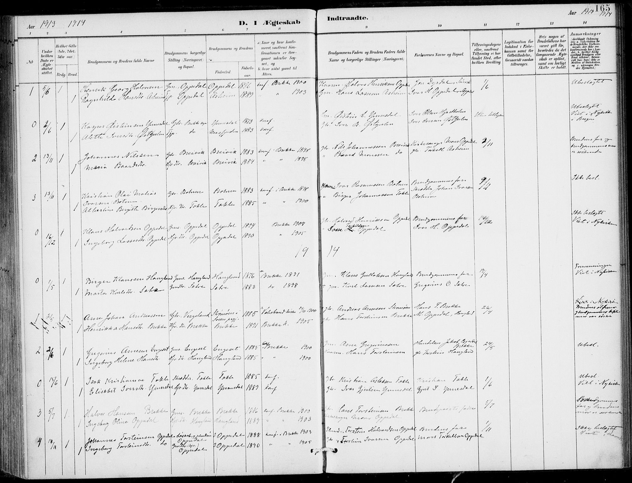 Gulen sokneprestembete, AV/SAB-A-80201/H/Haa/Haac/L0002: Parish register (official) no. C  2, 1882-1914, p. 165