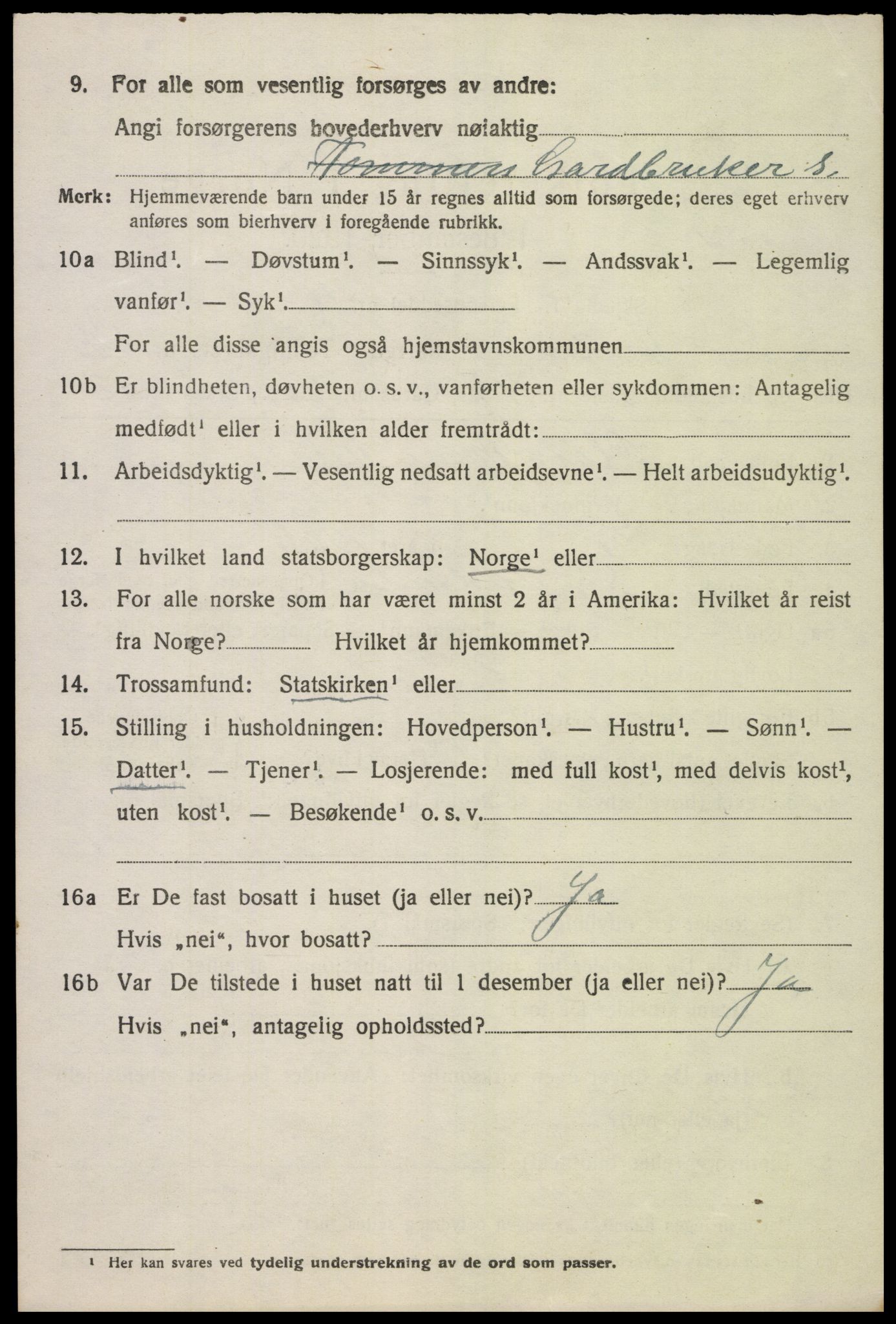 SAK, 1920 census for Sør-Audnedal, 1920, p. 5624