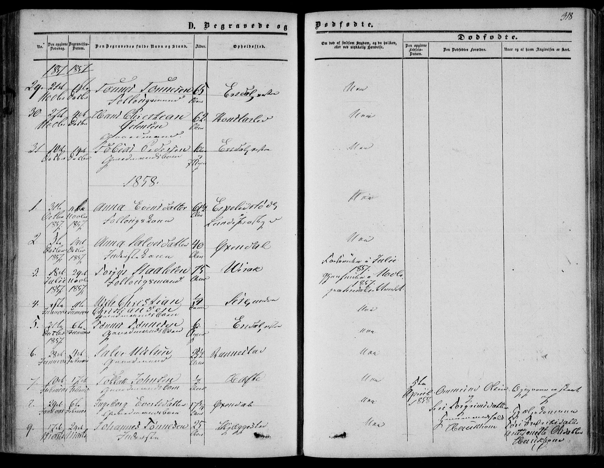 Bakke sokneprestkontor, SAK/1111-0002/F/Fa/Faa/L0006: Parish register (official) no. A 6, 1855-1877, p. 318