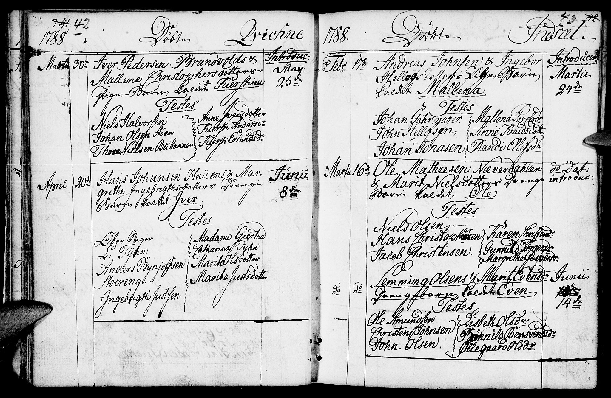 Kvikne prestekontor, SAH/PREST-064/H/Ha/Haa/L0003: Parish register (official) no. 3, 1785-1814, p. 42-43