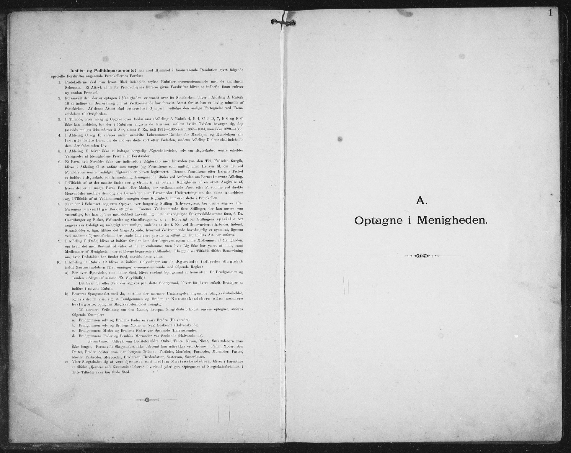 Ministerialprotokoller, klokkerbøker og fødselsregistre - Nordland, SAT/A-1459/881/L1174: Dissenter register no. 881D01, 1891-1933, p. 1