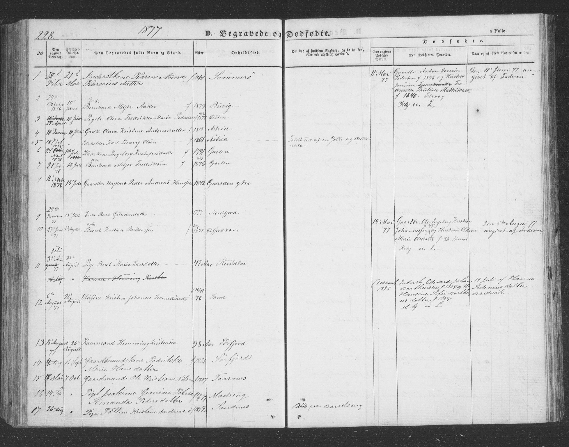 Lenvik sokneprestembete, AV/SATØ-S-1310/H/Ha/Hab/L0020klokker: Parish register (copy) no. 20, 1855-1883, p. 228