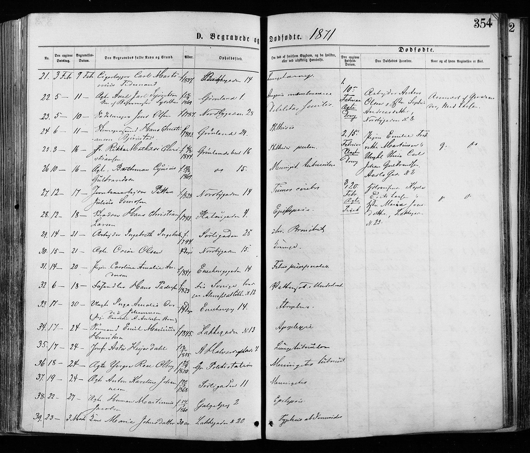 Grønland prestekontor Kirkebøker, SAO/A-10848/F/Fa/L0005: Parish register (official) no. 5, 1869-1880, p. 354