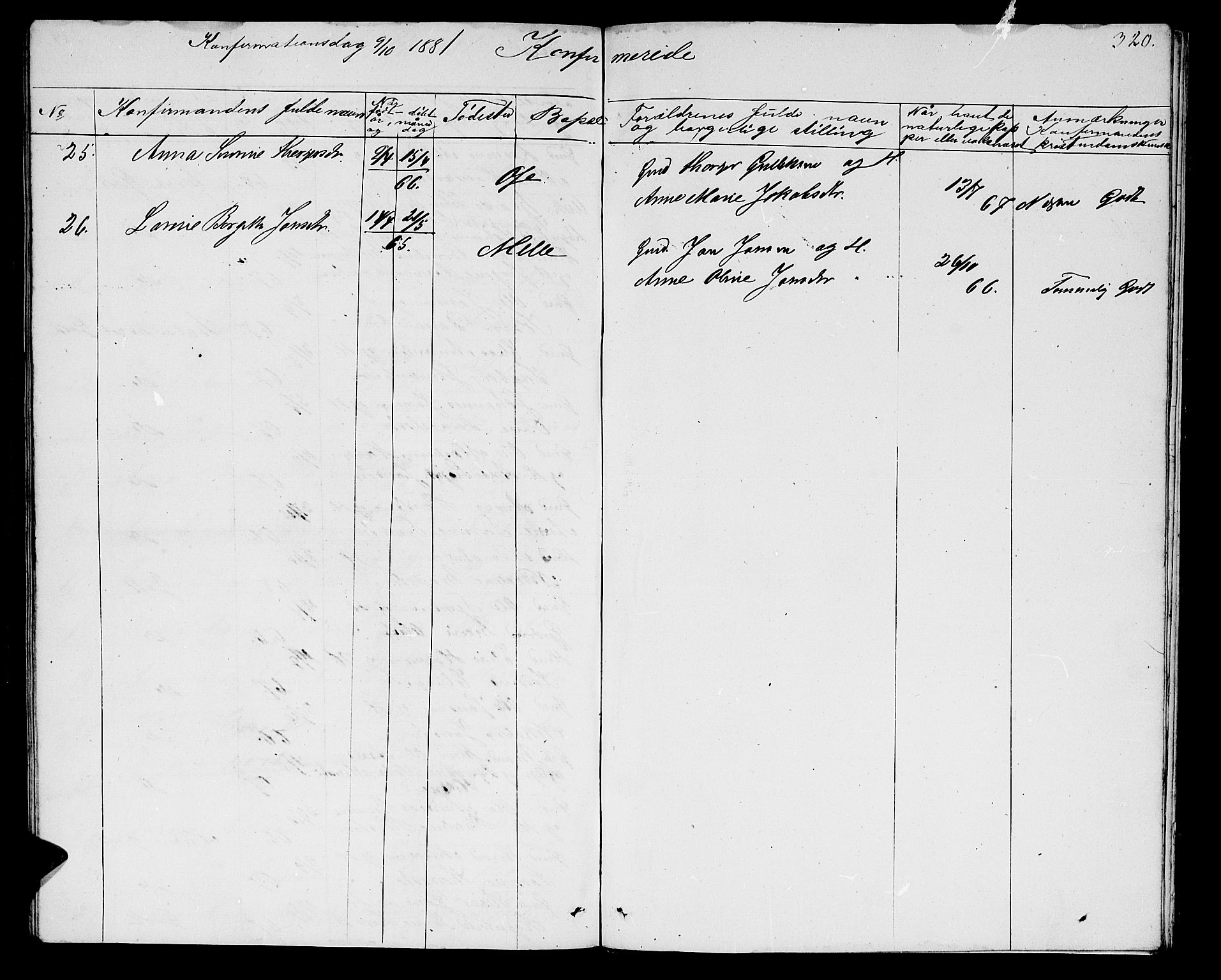 Ministerialprotokoller, klokkerbøker og fødselsregistre - Møre og Romsdal, AV/SAT-A-1454/513/L0188: Parish register (copy) no. 513C02, 1865-1882, p. 320