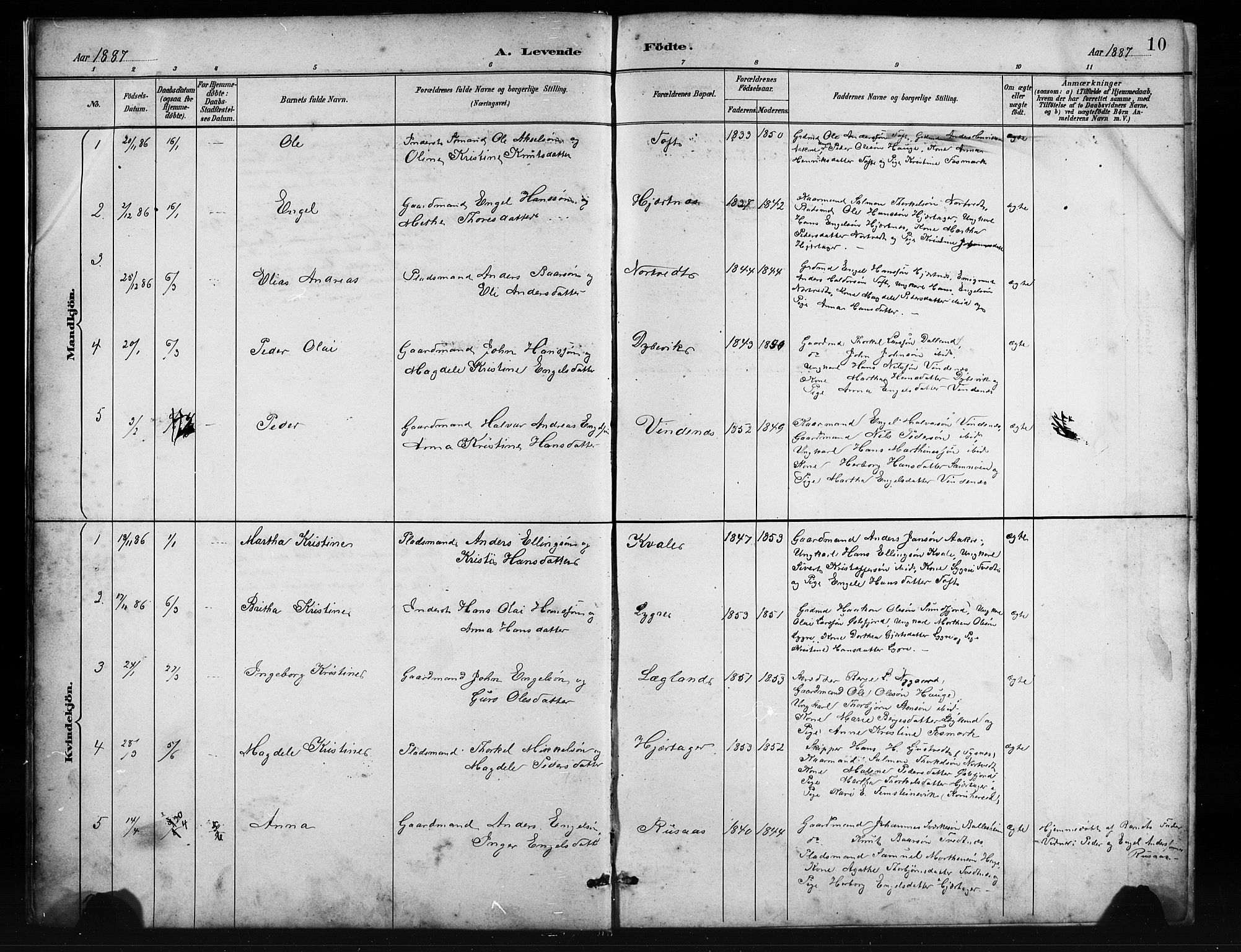 Fusa sokneprestembete, SAB/A-75401/H/Hab: Parish register (copy) no. C 2, 1886-1926, p. 10