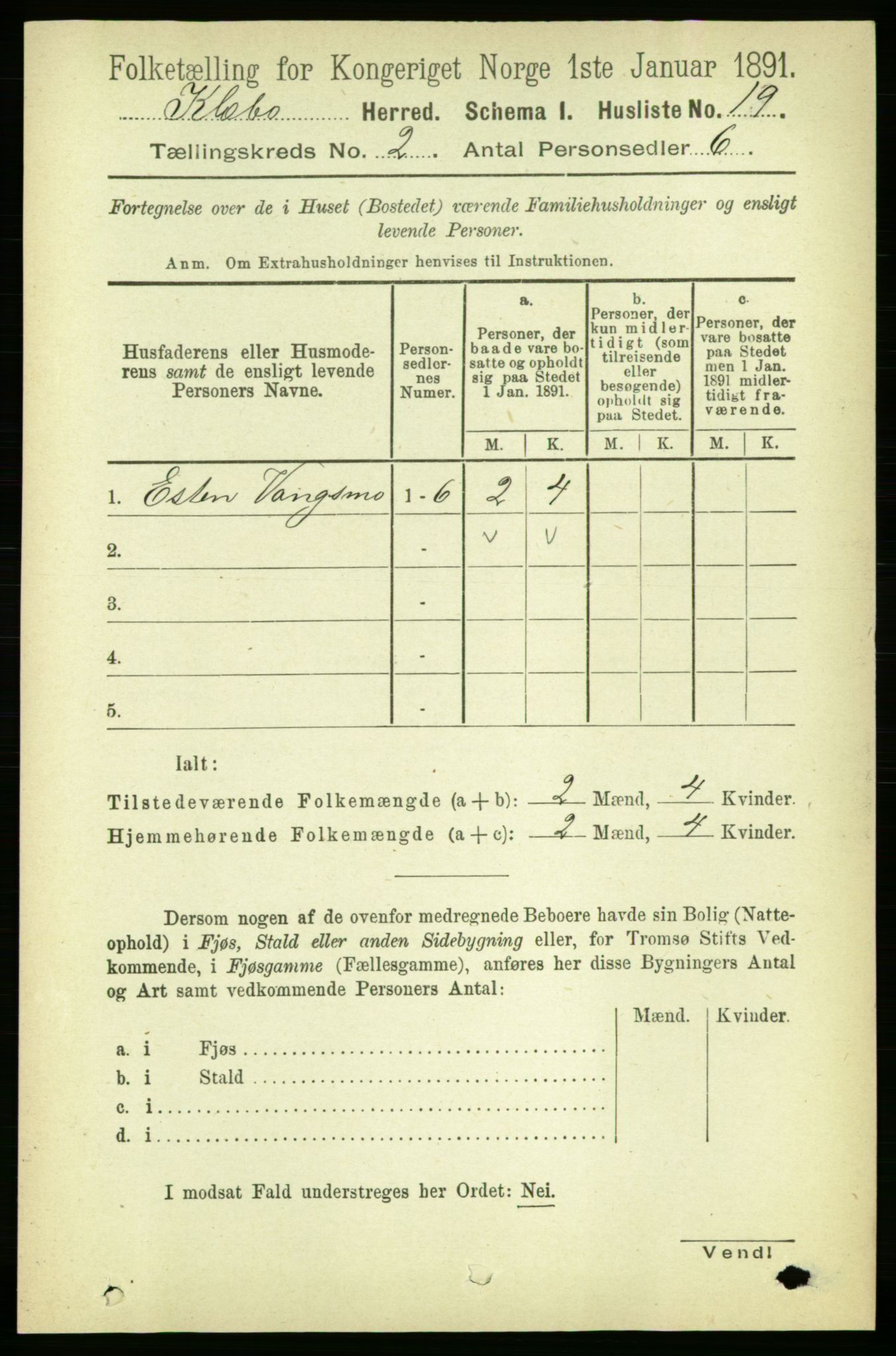 RA, 1891 census for 1662 Klæbu, 1891, p. 207