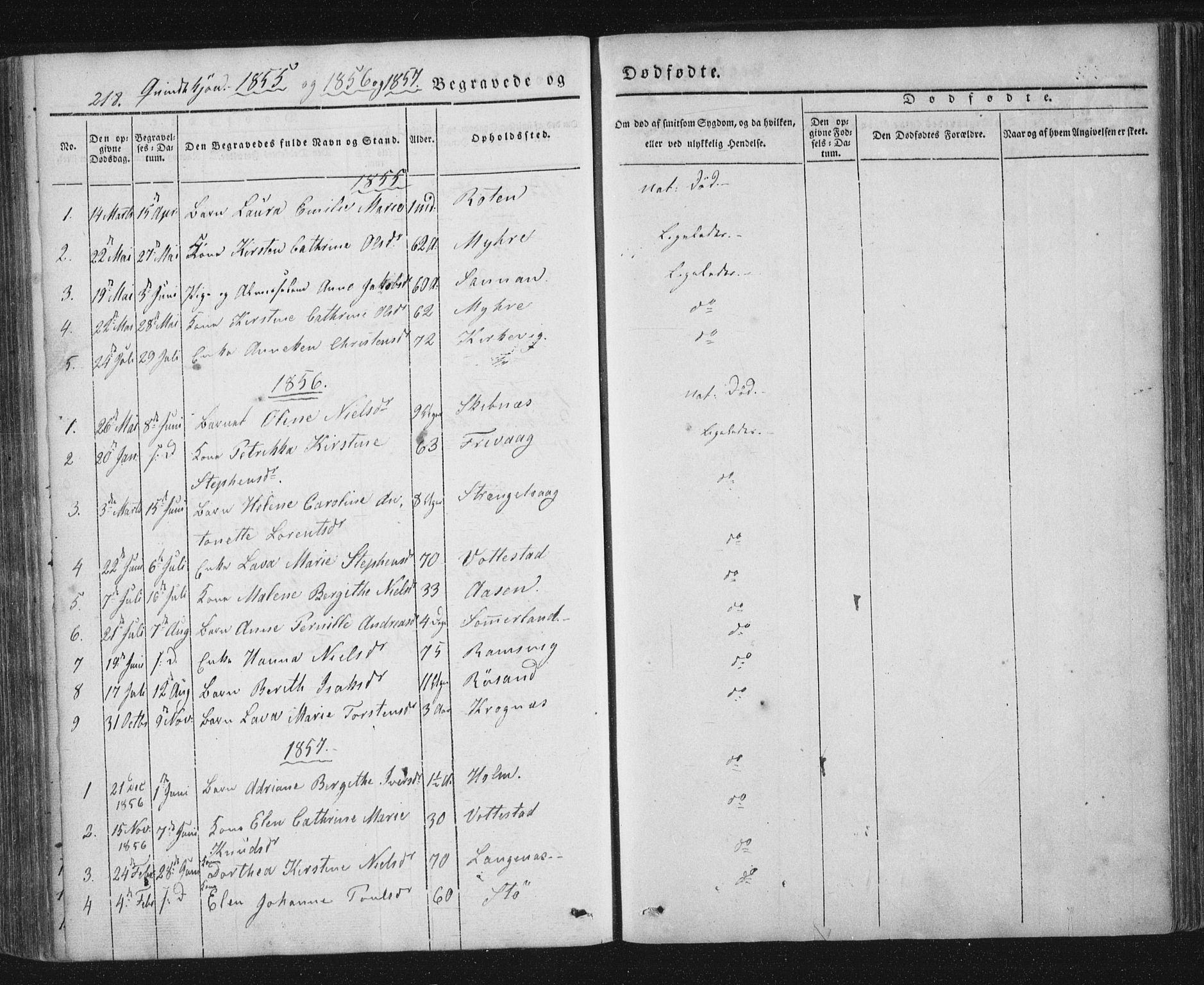 Ministerialprotokoller, klokkerbøker og fødselsregistre - Nordland, AV/SAT-A-1459/893/L1332: Parish register (official) no. 893A05, 1841-1858, p. 218